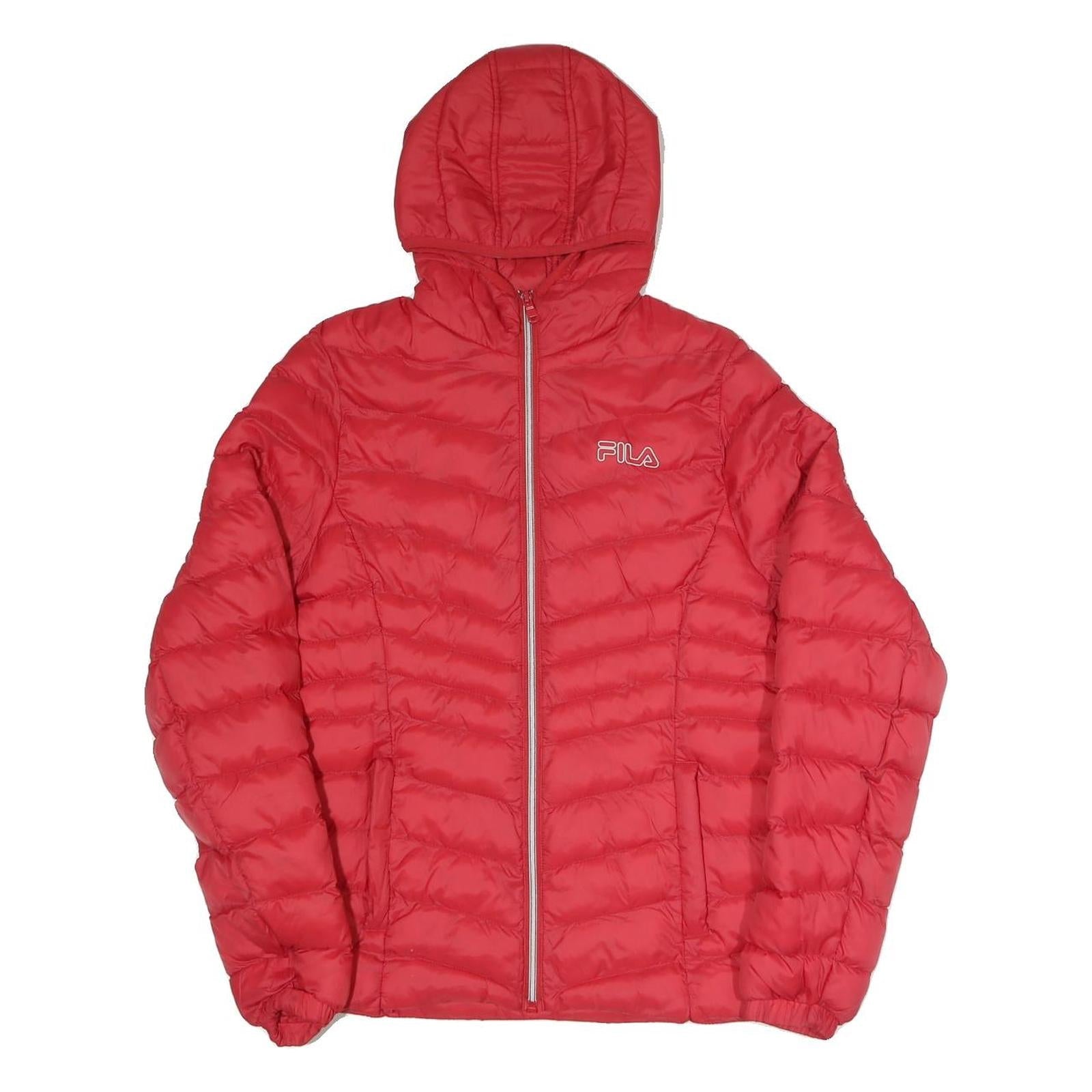 FILA Mens Red Jacket M Polyester Blend Puffer Hooded Zip Casual Outerwear Refurbished - N/A refurbished available on Cerqular