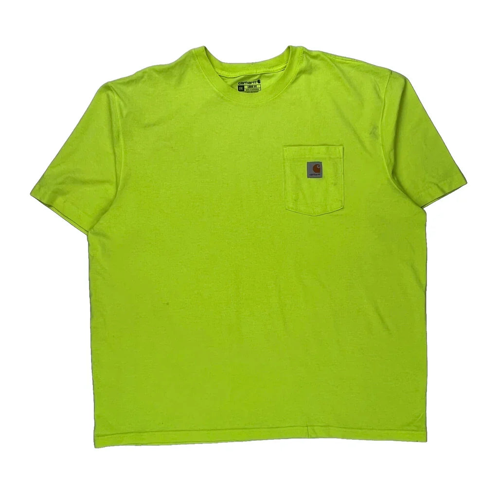Carhartt T-Shirt - 2XL Yellow Cotton Refurbished - Thrifted (note: this is a term often used to describe second- refurbished available on Cerqular
