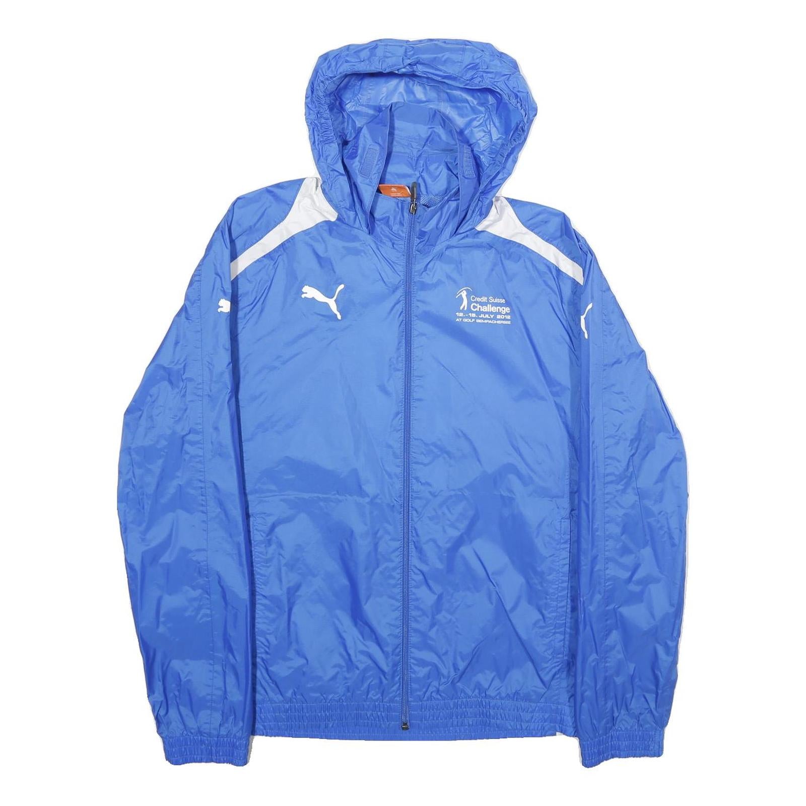 PUMA Mens Blue & White Lightweight Sports Hooded Jacket M Polyamide Plain Zip Refurbished - N/A refurbished available on Cerqular