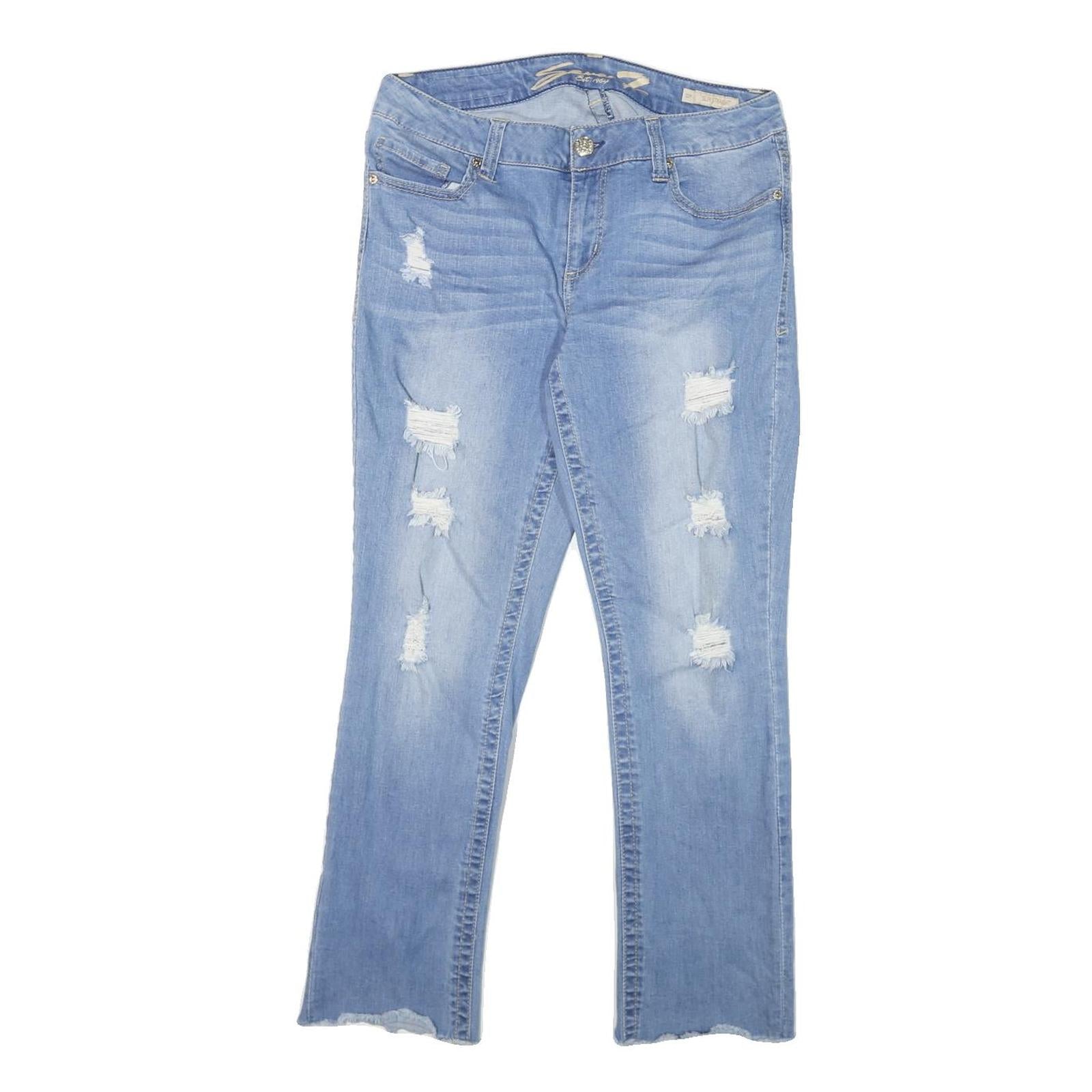 SEVEN7 Womens Jeans Blue Slim Skinny Denim Light W32 L28 Distressed Style Refurbished - N/A refurbished available on Cerqular