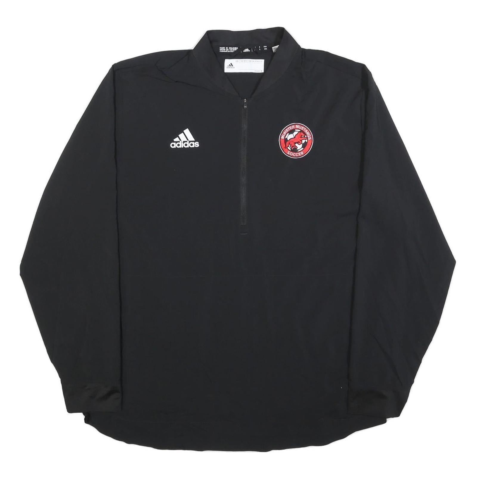 ADIDAS Mens Black Munster Mustangs Soccer Track Jacket L Polyester Blend Zip Refurbished - N/A refurbished available on Cerqular