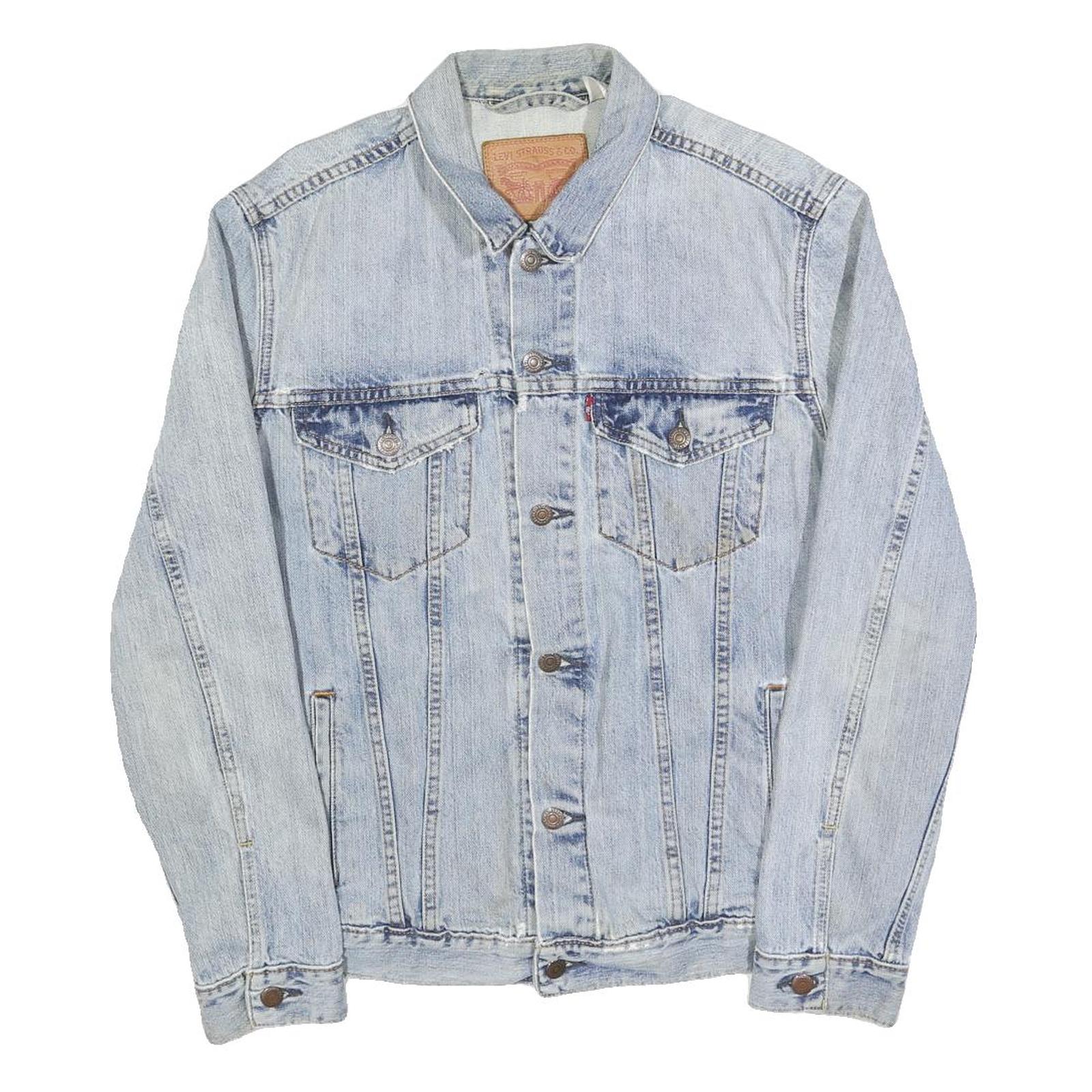 LEVI'S Mens Blue Cotton Denim Jacket M Plain Button Closure Classic Style Refurbished - N/A refurbished available on Cerqular
