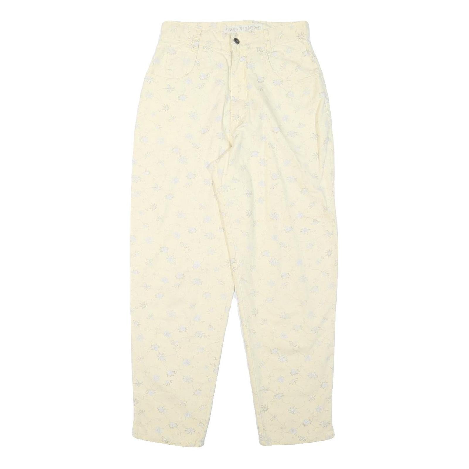 NEWPORT Womens Linen Blend Cream Relaxed Straight Trousers W27 L27 Floral Print Refurbished - N/A refurbished available on Cerqular