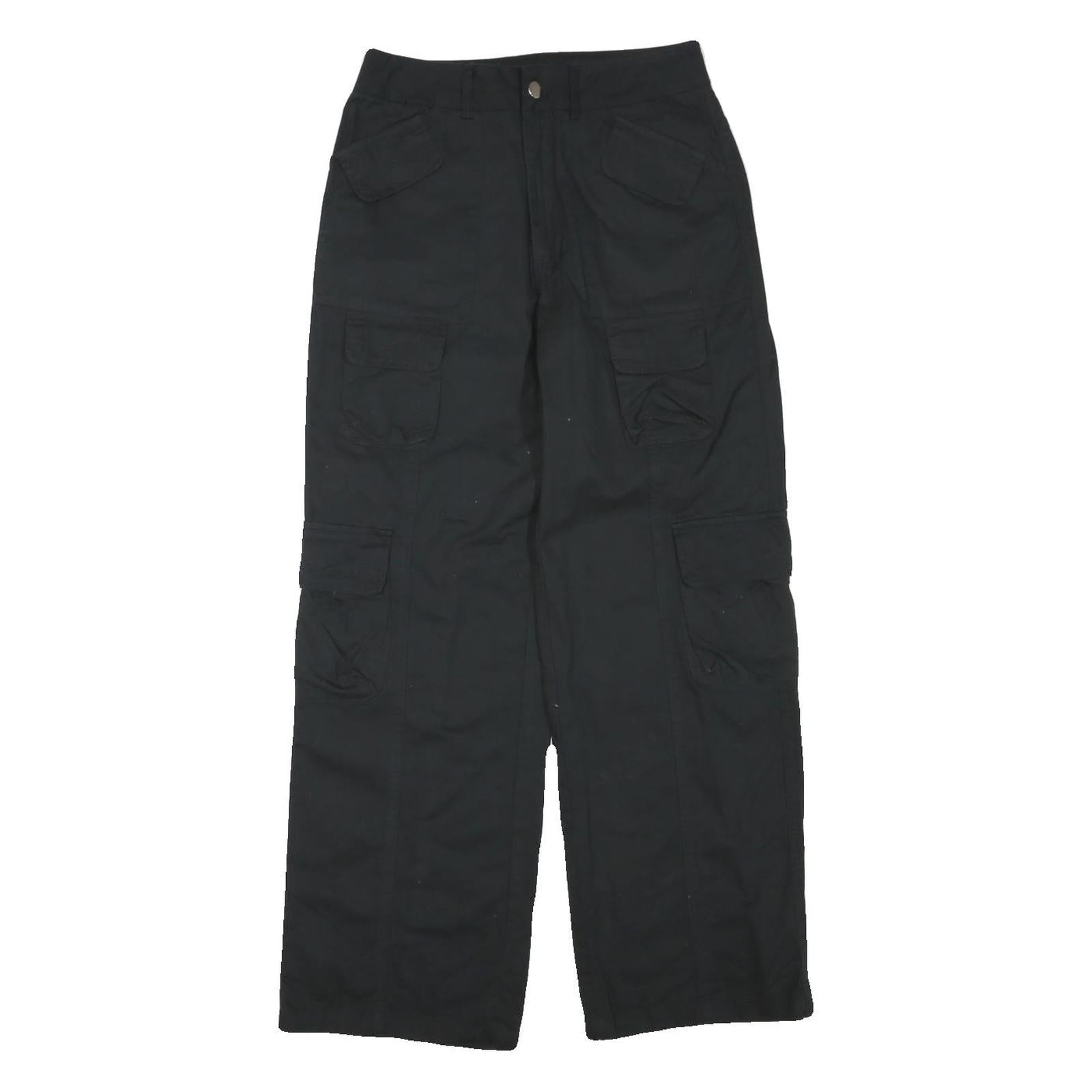 Womens Black Regular Fit Cargo Trousers Cotton Blend Zip W28 L28 Casual Workwear Refurbished - N/A refurbished available on Cerqular