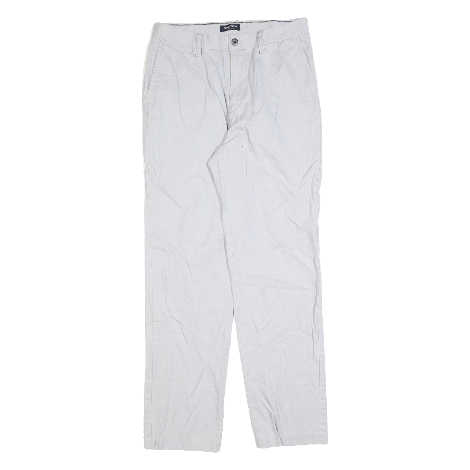 NAUTICA Mens White Cotton Blend Regular Fit Straight Leg Trousers W30 L32 Casual Refurbished - N/A refurbished available on Cerqular