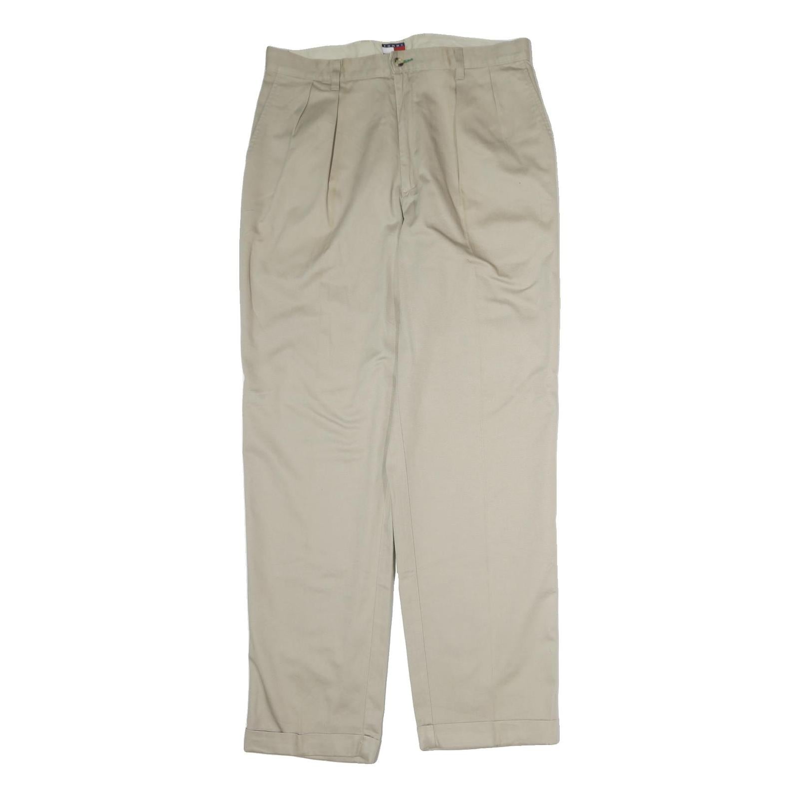TOMMY HILFIGER Mens Cotton Beige Regular Straight Trousers W36 L34 Classic Refurbished - N/A refurbished available on Cerqular