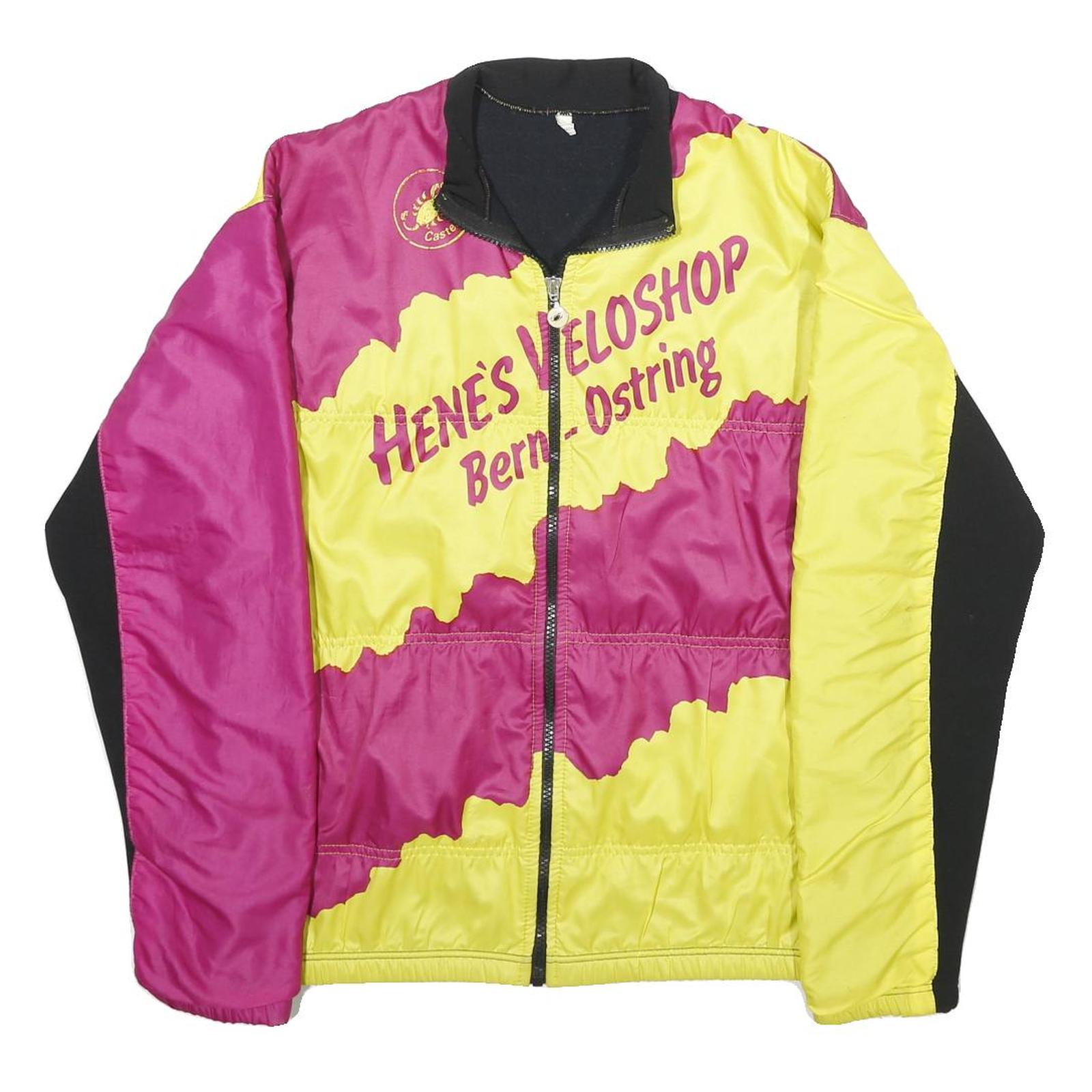 CASTELLI Womens Yellow & Pink Cycling Jacket L Polyester Blend Zip Pockets Refurbished - N/A refurbished available on Cerqular