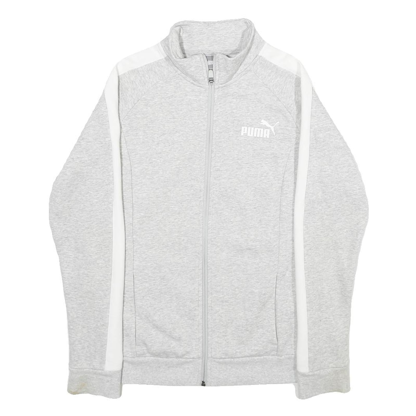 PUMA Mens Grey & White Cotton Blend Zip Jacket S Casual Sportswear Track Refurbished - N/A refurbished available on Cerqular