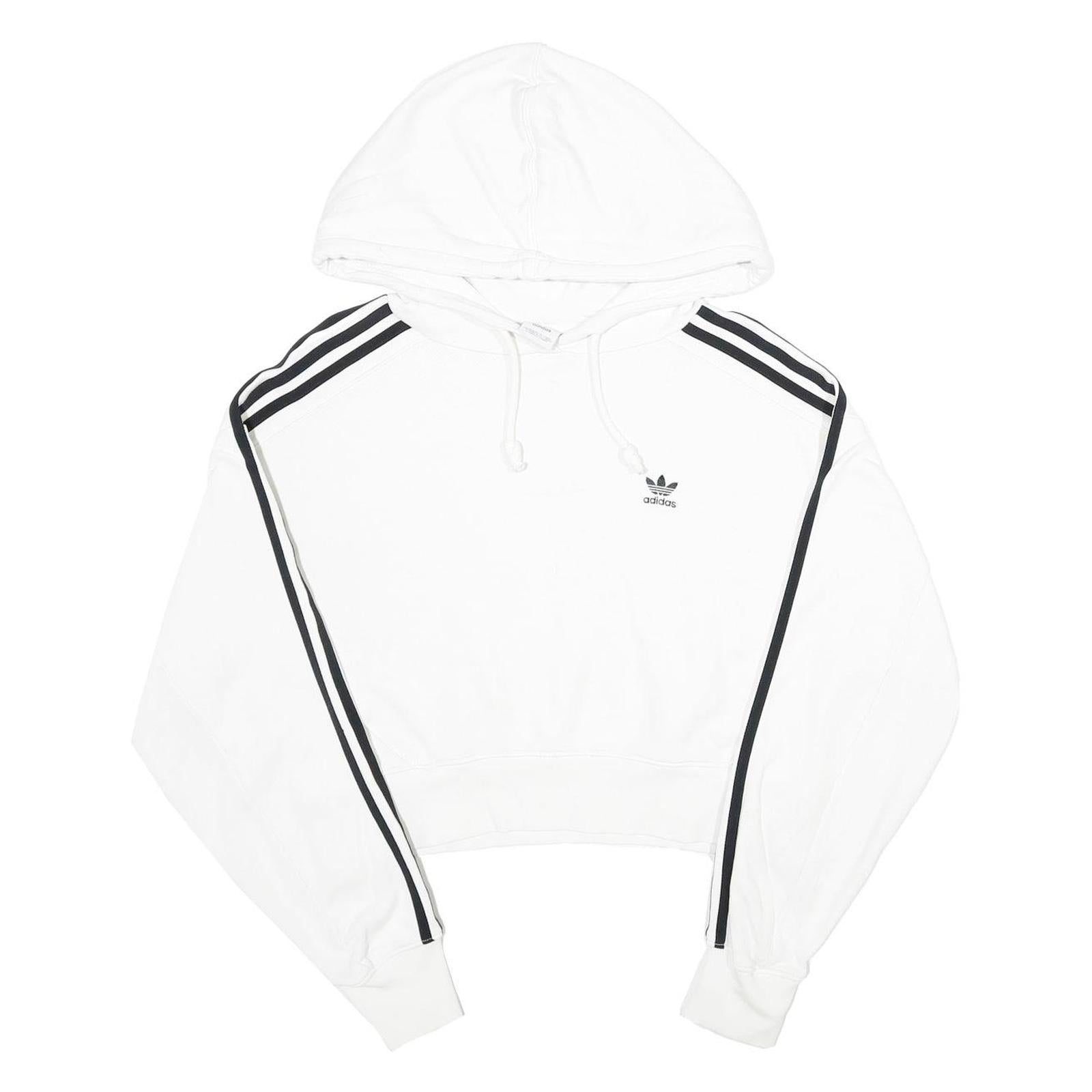 ADIDAS Womens White & Black Crop Hoodie UK 4 Cotton Pullover Casual Streetwear Refurbished - N/A refurbished available on Cerqular