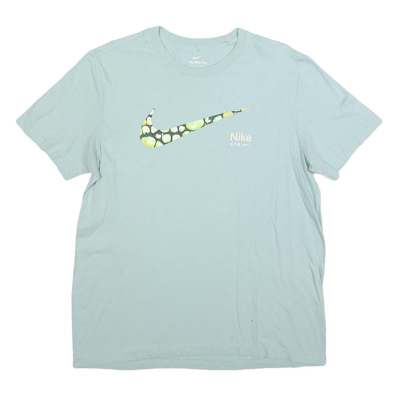 NIKE Mens Blue Graphic T-Shirt L Short Sleeve Crew Neck Casual Cotton Refurbished - N/A refurbished available on Cerqular
