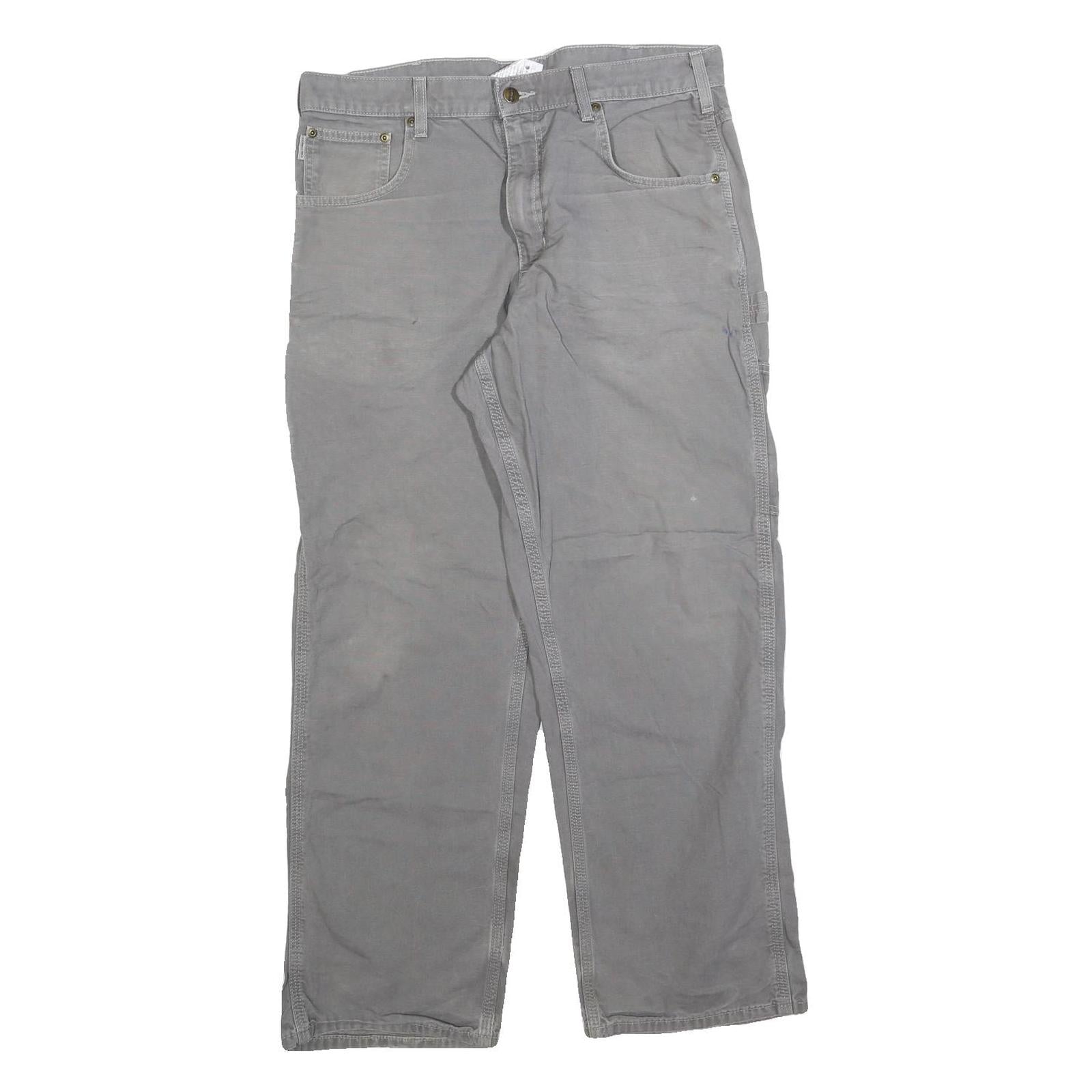 CARHARTT Mens Cotton Blend Loose Grey Trousers W34 L30 Workwear Utility Zip Refurbished - N/A refurbished available on Cerqular