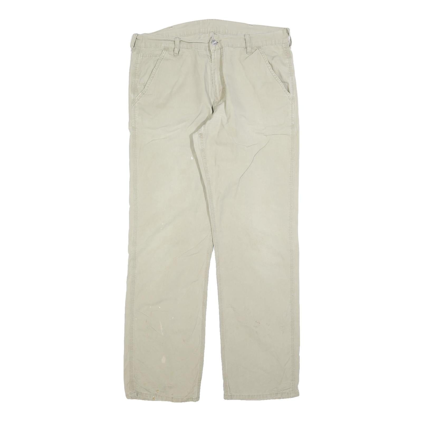 CARHARTT Mens Relaxed Beige Cotton Blend Zip Trousers W37 L34 Workwear Utility Refurbished - N/A refurbished available on Cerqular