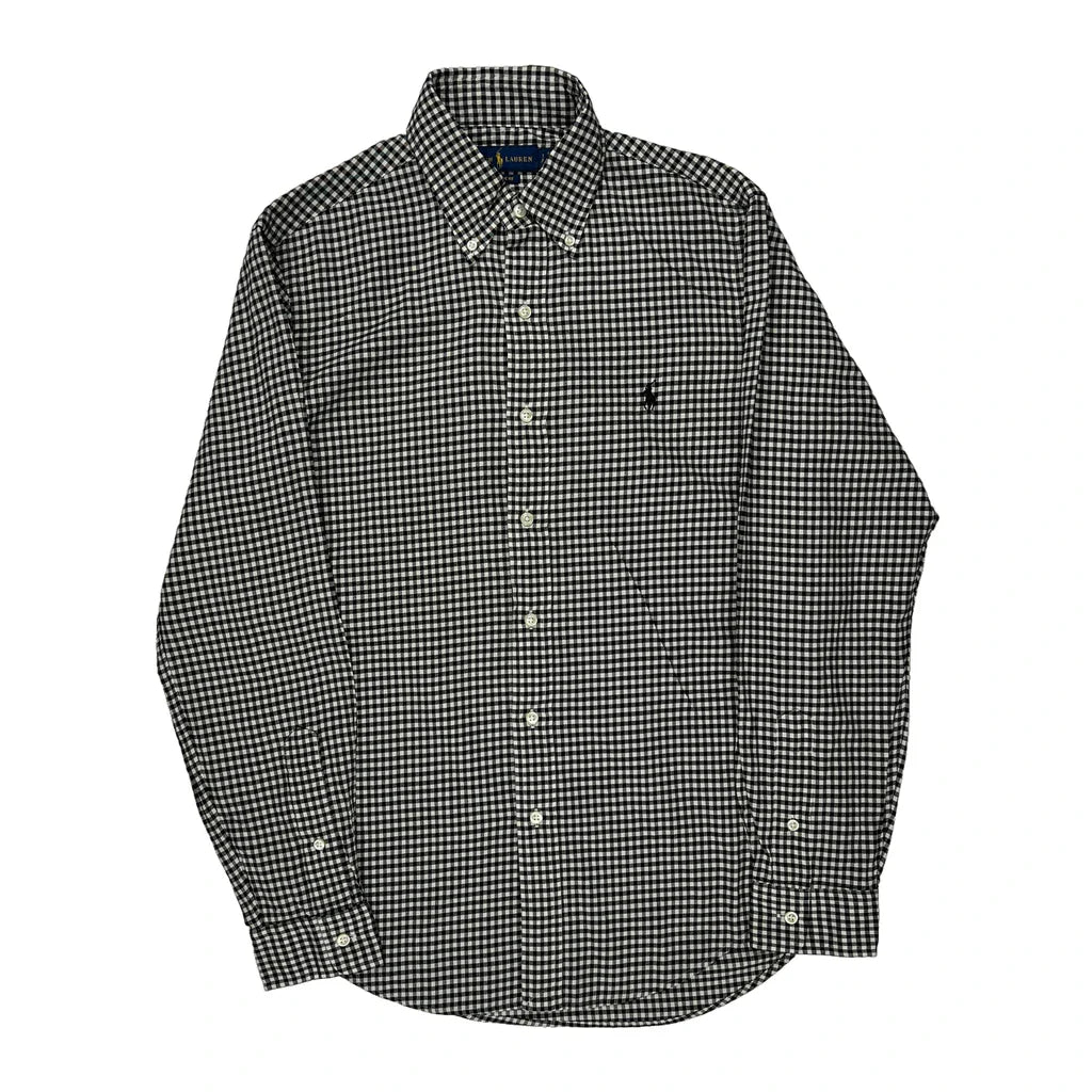 Classic Fit Ralph Lauren Checked Shirt - Small Black & White Cotton Refurbished - Thrifted (note: this is a term often used to describe second- refurbished available on Cerqular