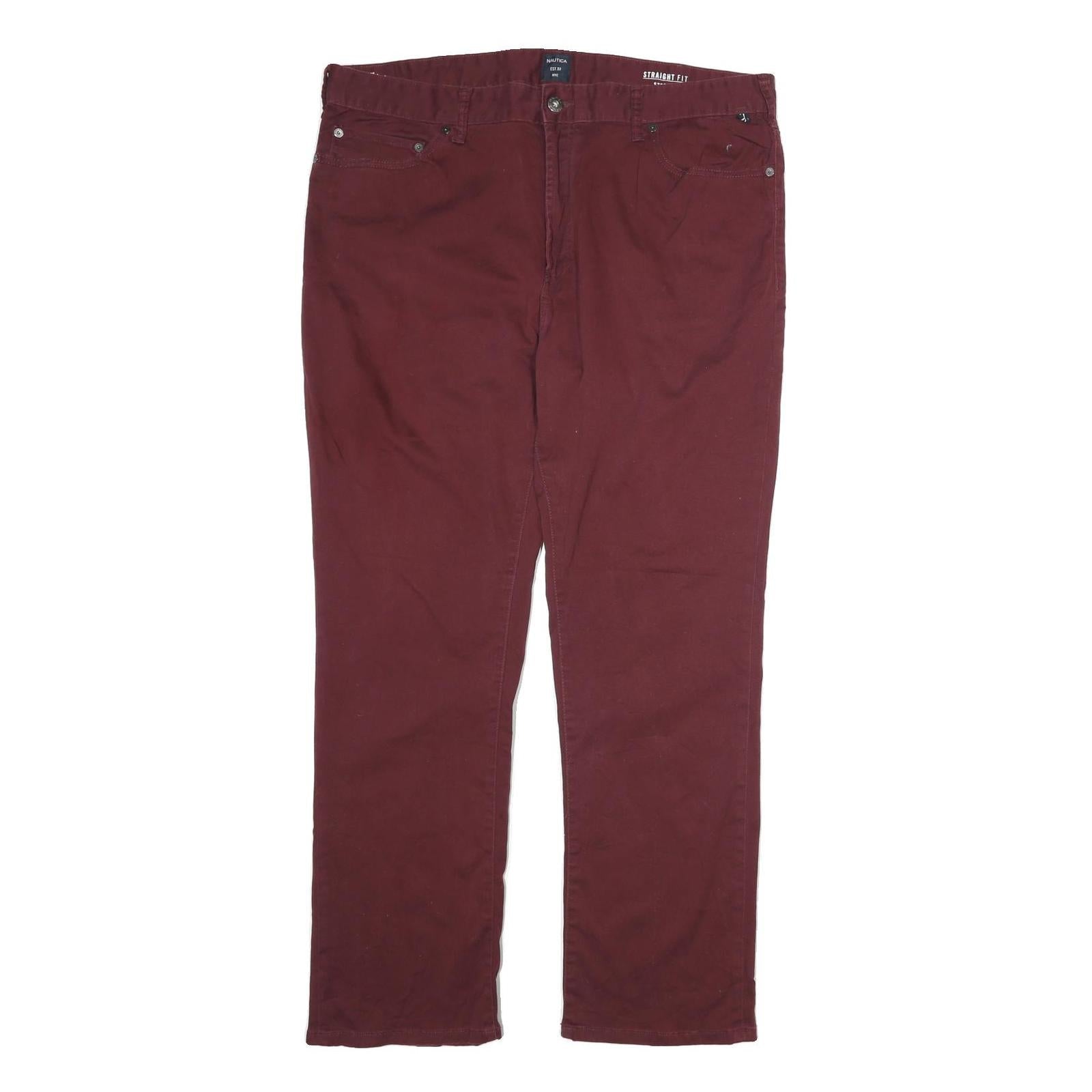 NAUTICA Mens Cotton Burgundy Regular Straight Fit Trousers W38 L32 Casual Refurbished - N/A refurbished available on Cerqular