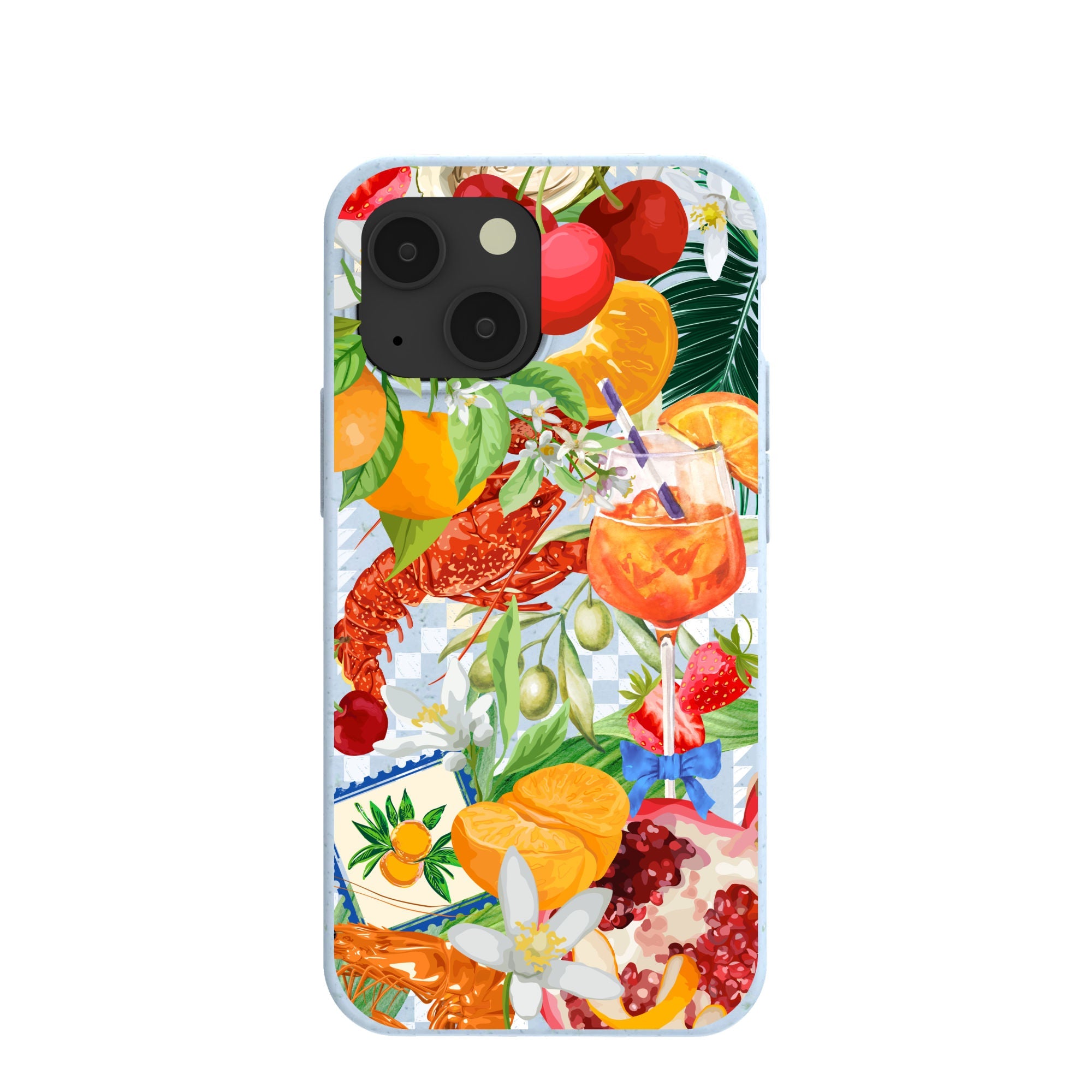 Powder Blue Mediterranean Summers iPhone 13 Mini Case Refurbished - Pela Case refurbished available on Cerqular