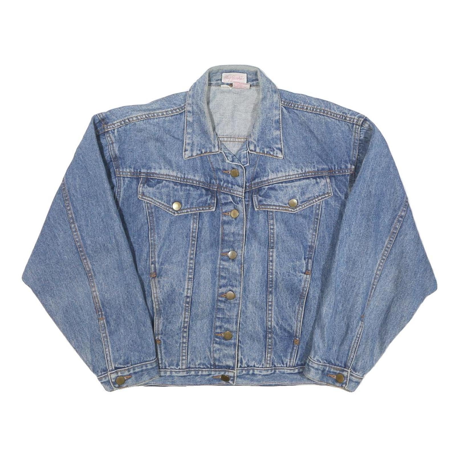 JAY JACOBS Womens Blue Denim Button Jacket L Cotton Blend Casual Classic Refurbished - N/A refurbished available on Cerqular