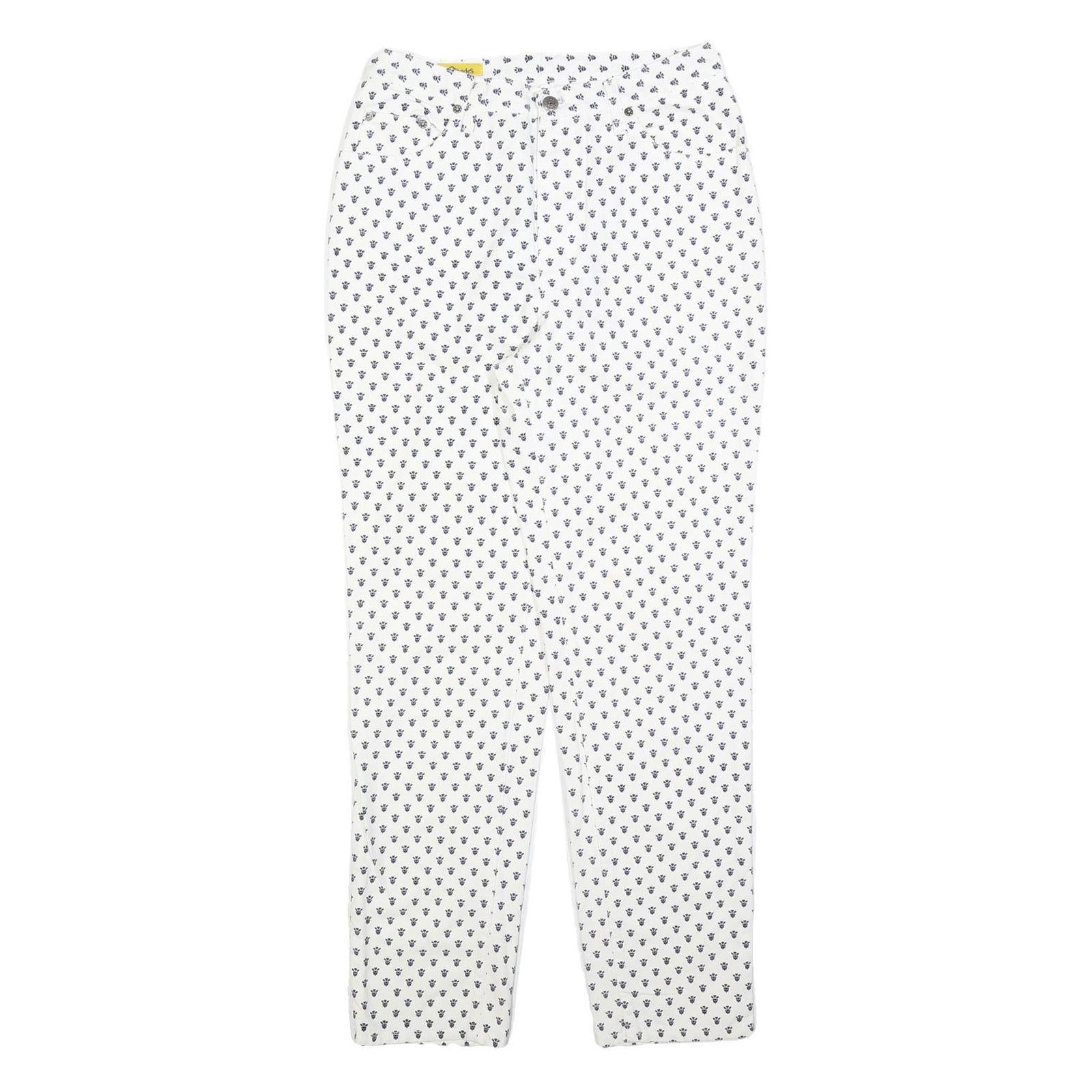 LES OLIVADES Womens White Regular Fit Straight Cotton Blend W28 L30 Printed Refurbished - N/A refurbished available on Cerqular