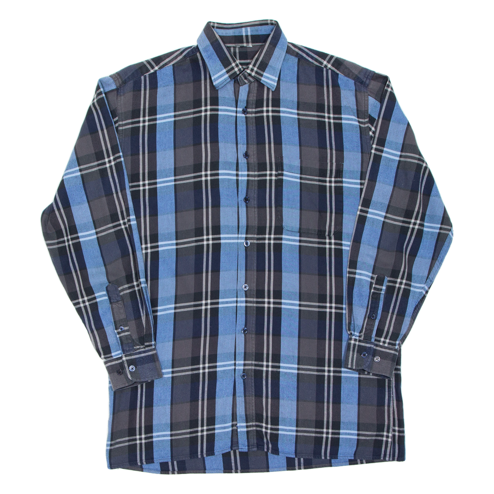 Mens Flannel Shirt Blue Check Long Sleeve M Refurbished - N/A refurbished available on Cerqular