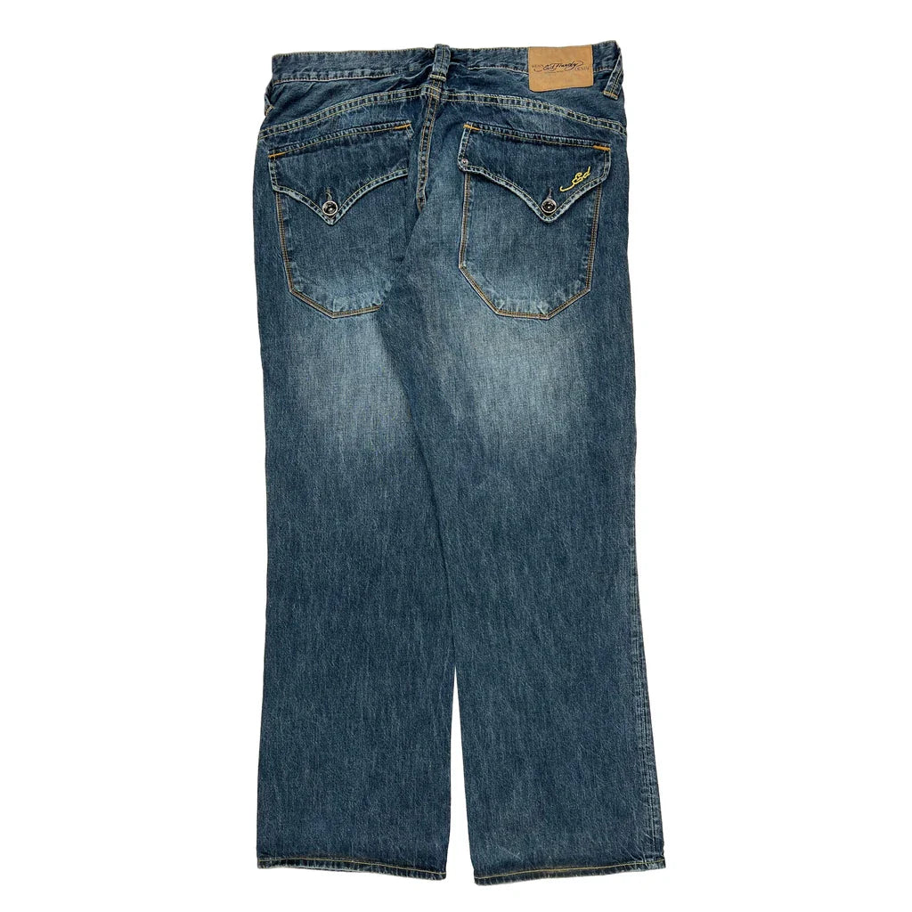 Ed Hardy Jeans - 36W 32L Blue Denim Refurbished - Thrifted (note: this is a term often used to describe second- refurbished available on Cerqular