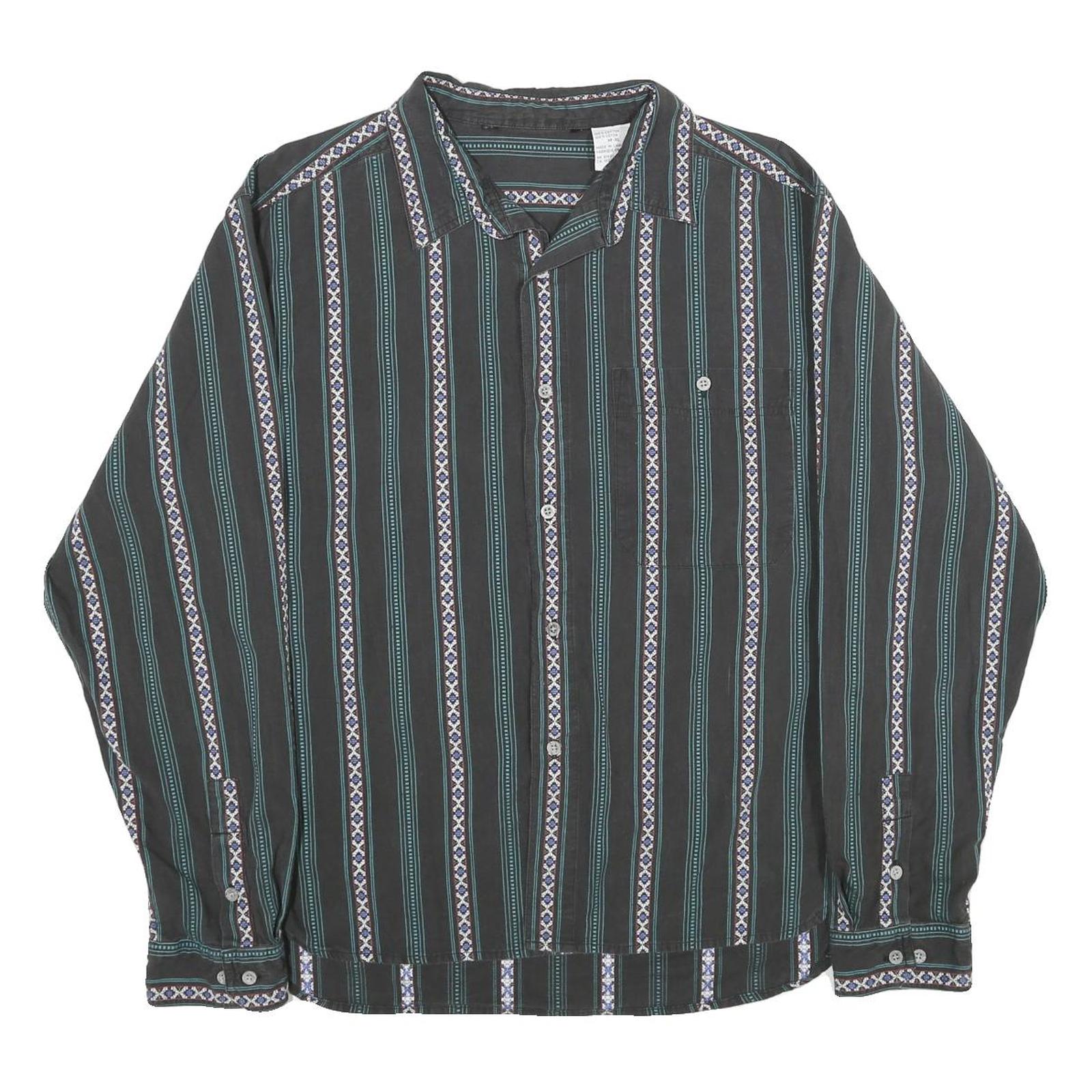 Buy Mens Black Stripe Pattern Cotton Shirt L Casual Long Sleeve Button Front Refurbished - $19.49 Mens Black Stripe Pattern Cotton Shirt L Casual Long Sleeve Button Front Refurbished - N/A refurbished available on Cerqular