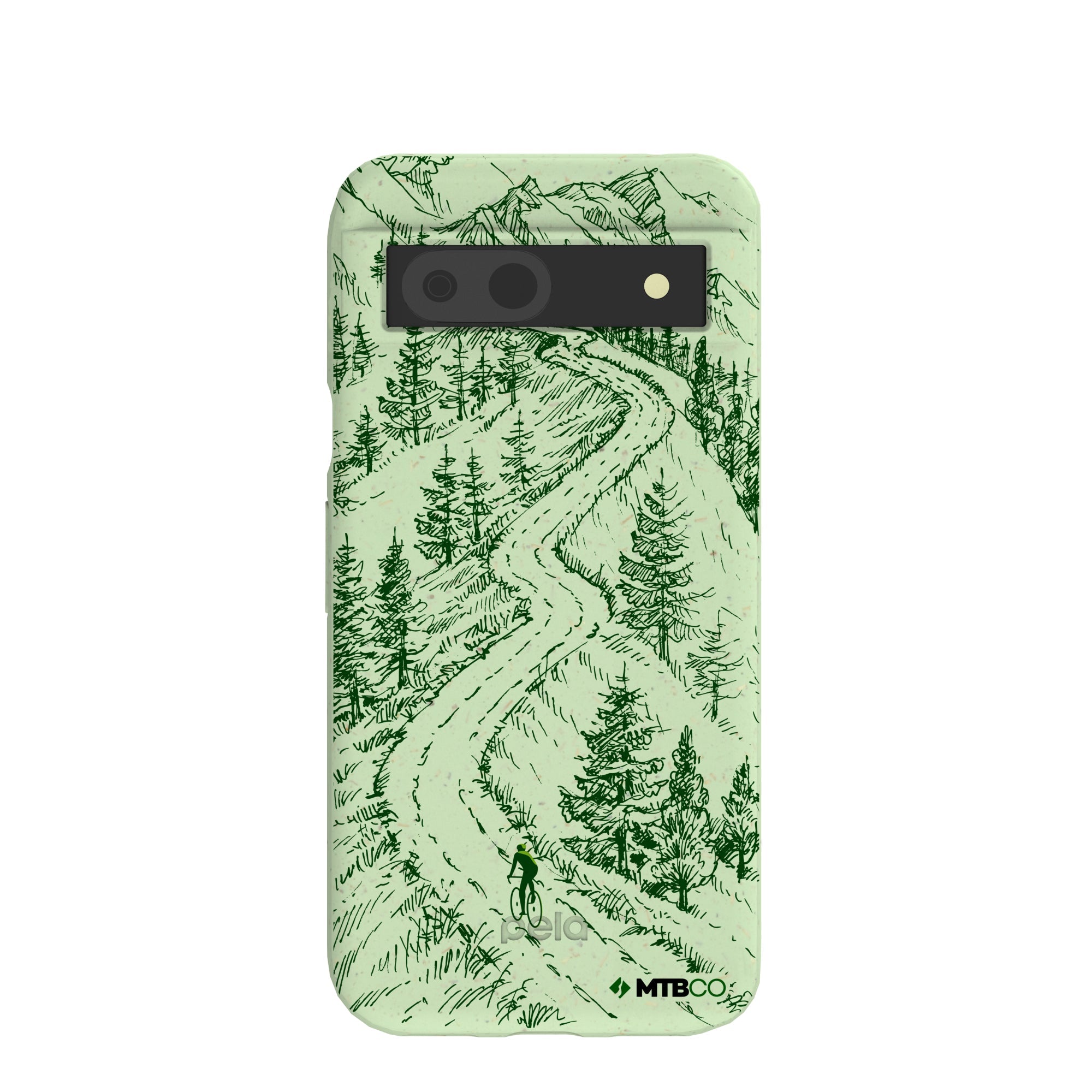 Buy Sage Green Into the Mountains MTBCO Google Pixel 8a Case Refurbished - $65.00 Sage Green Into the Mountains MTBCO Google Pixel 8a Case Refurbished - Pela Case refurbished available on Cerqular
