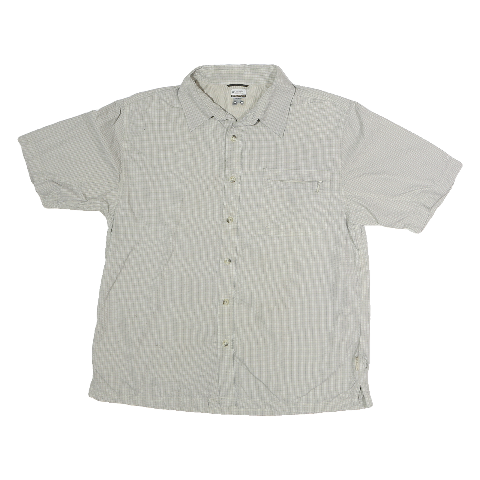 COLUMBIA Mens Beige Check Shirt M Cotton Blend Short Sleeve Outdoor Casual Refurbished - N/A refurbished available on Cerqular