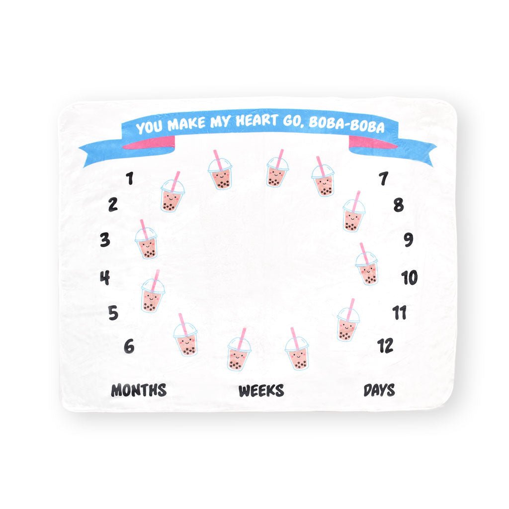 Fleece Milestone Blanket for Baby Photography - You Make My Heart Go Boba Boba Refurbished - The Wee Bean refurbished available on Cerqular