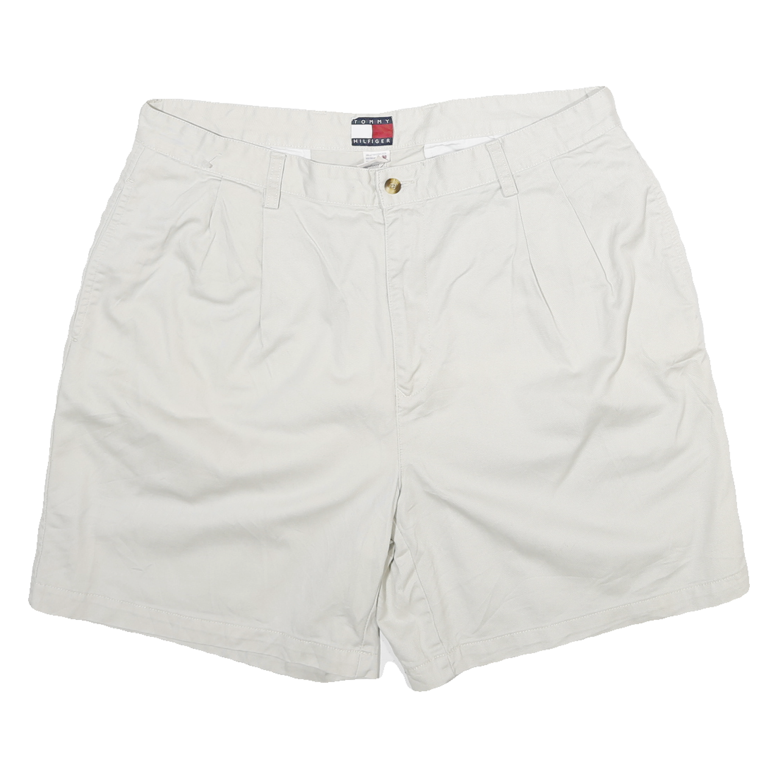 TOMMY HILFIGER Mens Shorts White 2XL W36 Classic Cotton Pleated Summer Refurbished - N/A refurbished available on Cerqular