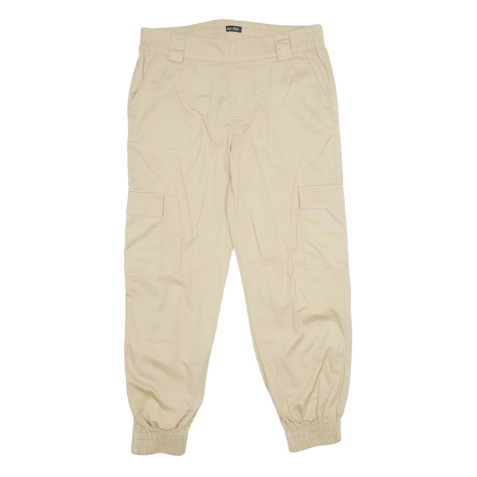 LAURA TONELLI Womens Cotton Beige Relaxed Cargo Trousers W32 L28 Elastic Hem Refurbished - N/A refurbished available on Cerqular