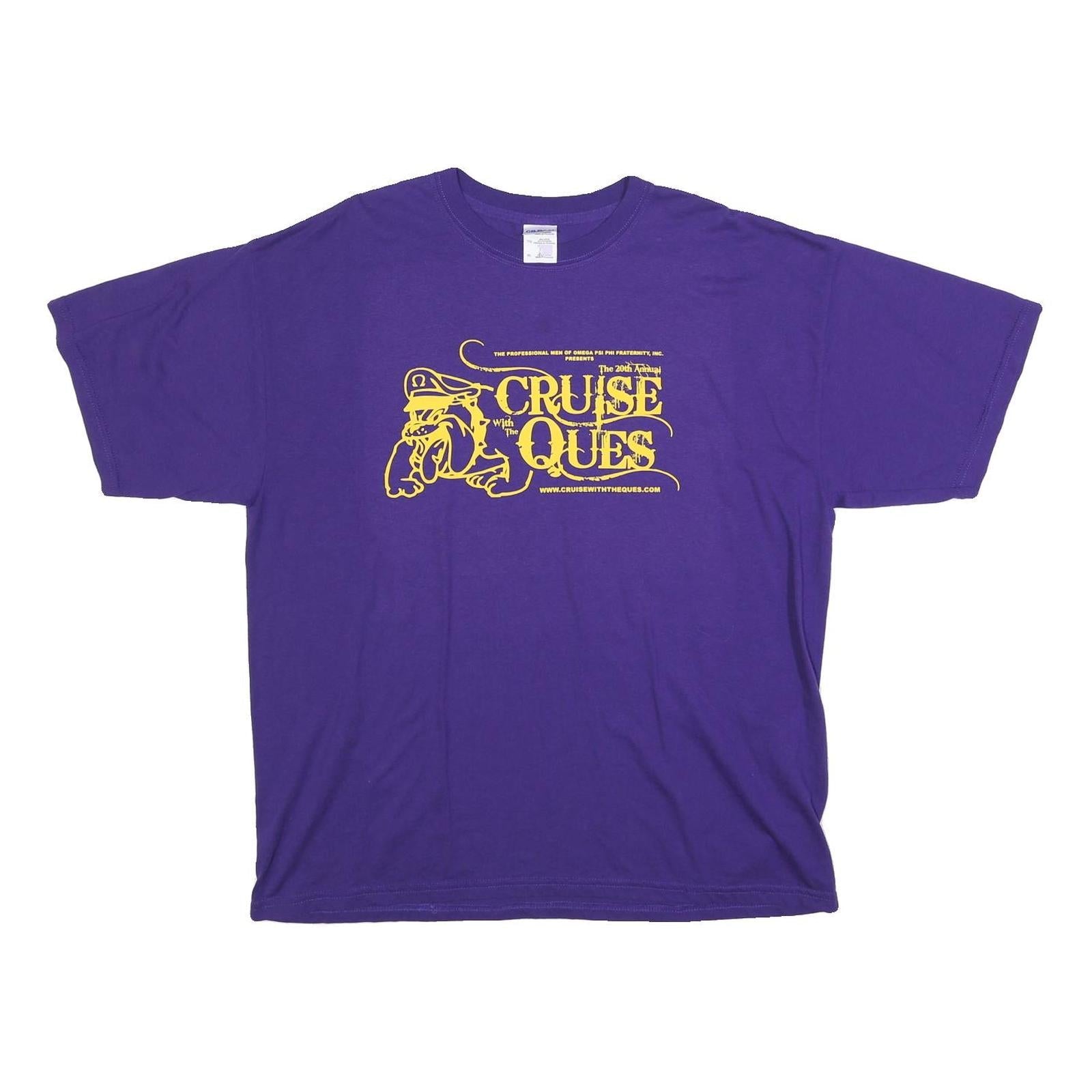 GILDAN Mens Purple & Yellow Cruise Ques Graphic T-Shirt XL Short Sleeve Crew Refurbished - N/A refurbished available on Cerqular