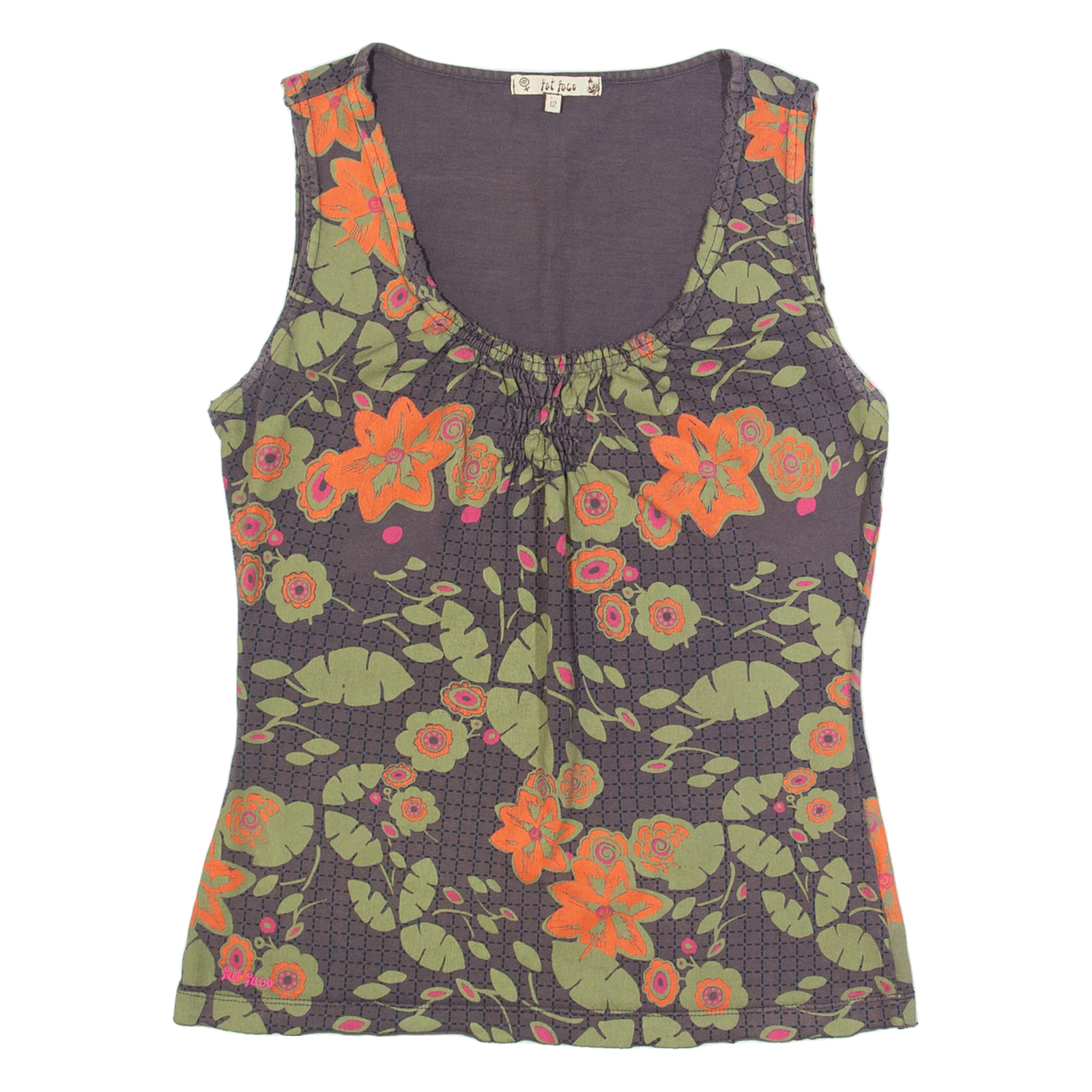 FAT FACE Womens Printed Vest Grey Sleeveless Floral UK 12 Refurbished - N/A refurbished available on Cerqular