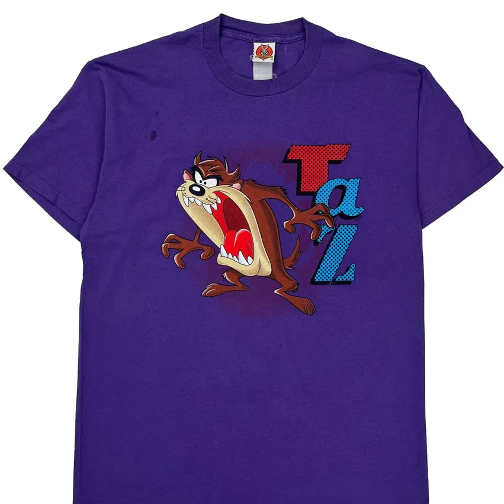 Looney Tunes Cartoon T-Shirt - Large Purple Cotton Refurbished - Thrifted (note: this is a term often used to describe second- refurbished available on Cerqular