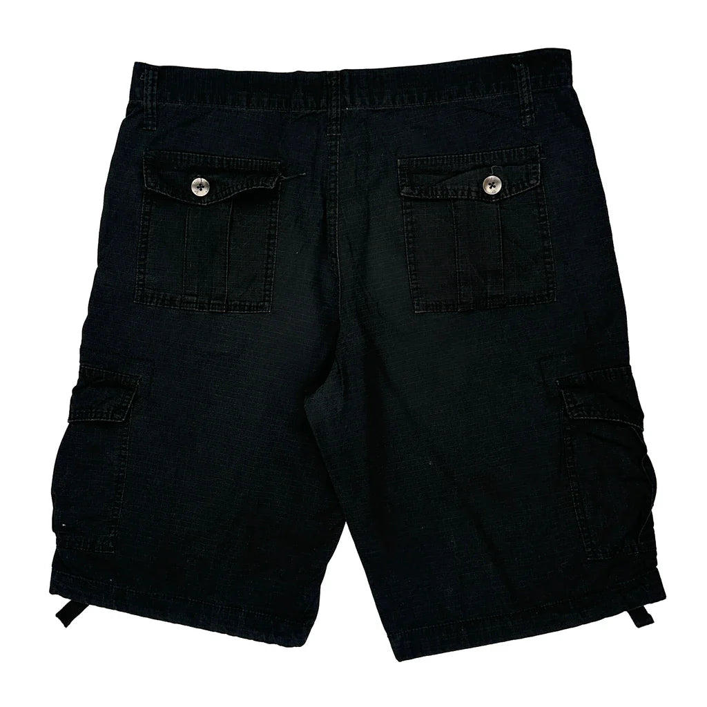 Southpole Cargo Shorts - 36W 12L Black Cotton Refurbished - Thrifted (note: this is a term often used to describe second- refurbished available on Cerqular