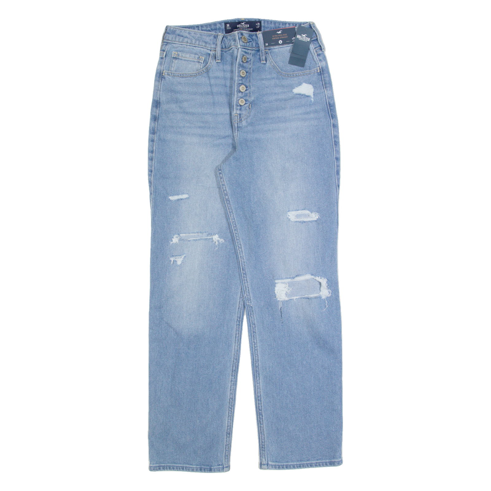 Buy HOLLISTER Ultra High Rise Distressed Womens Jeans Blue Straight W26 L27 Refurbished - $36.39 HOLLISTER Ultra High Rise Distressed Womens Jeans Blue Straight W26 L27 Refurbished - N/A refurbished available on Cerqular