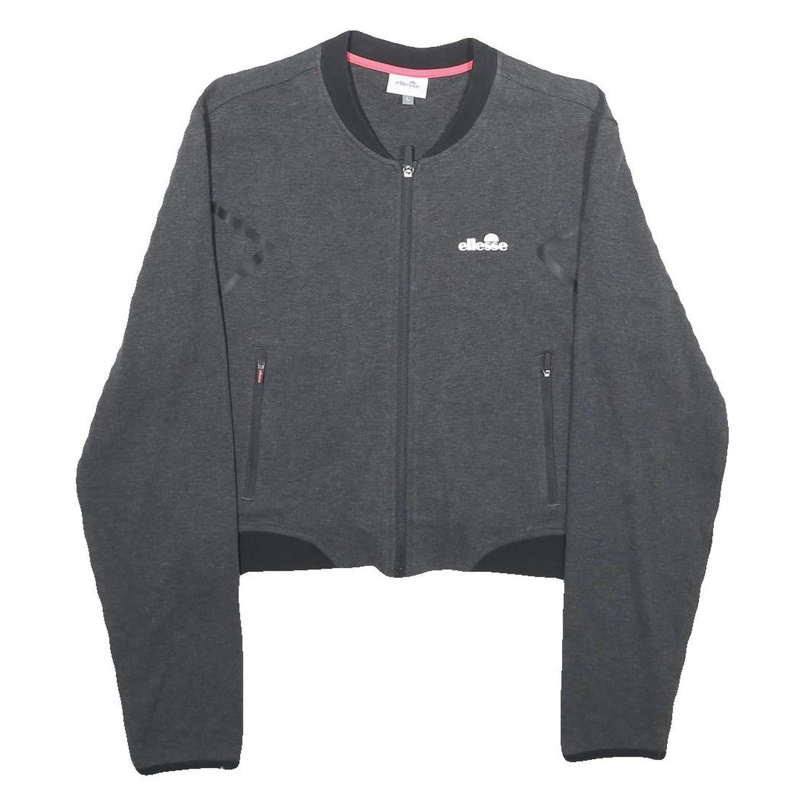 ELLESSE Womens Charcoal Bomber Jacket L Cotton Blend Plain Zip Casual Sportswear Refurbished - N/A refurbished available on Cerqular