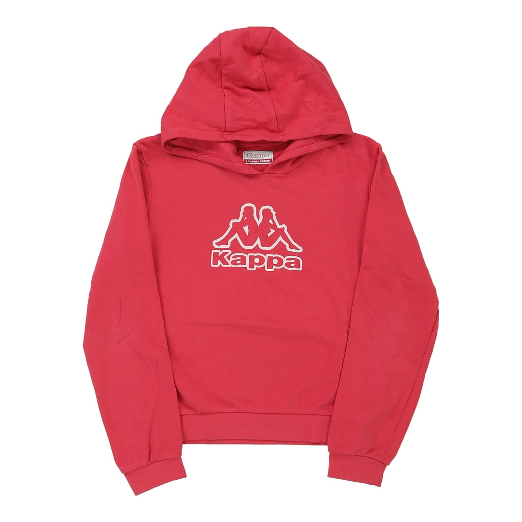 Age 14 Kappa Spellout Hoodie - XL Pink Cotton Refurbished - Thrifted (note: this is a term often used to describe second- refurbished available on Cerqular