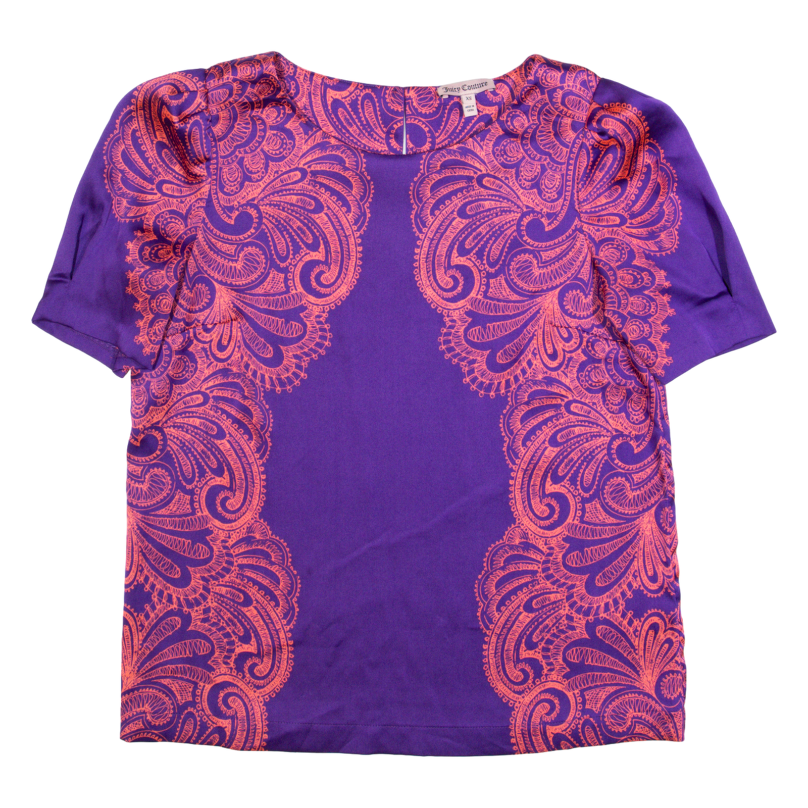 JUICY COUTURE Womens Printed Top Purple Paisley XS Refurbished - N/A refurbished available on Cerqular
