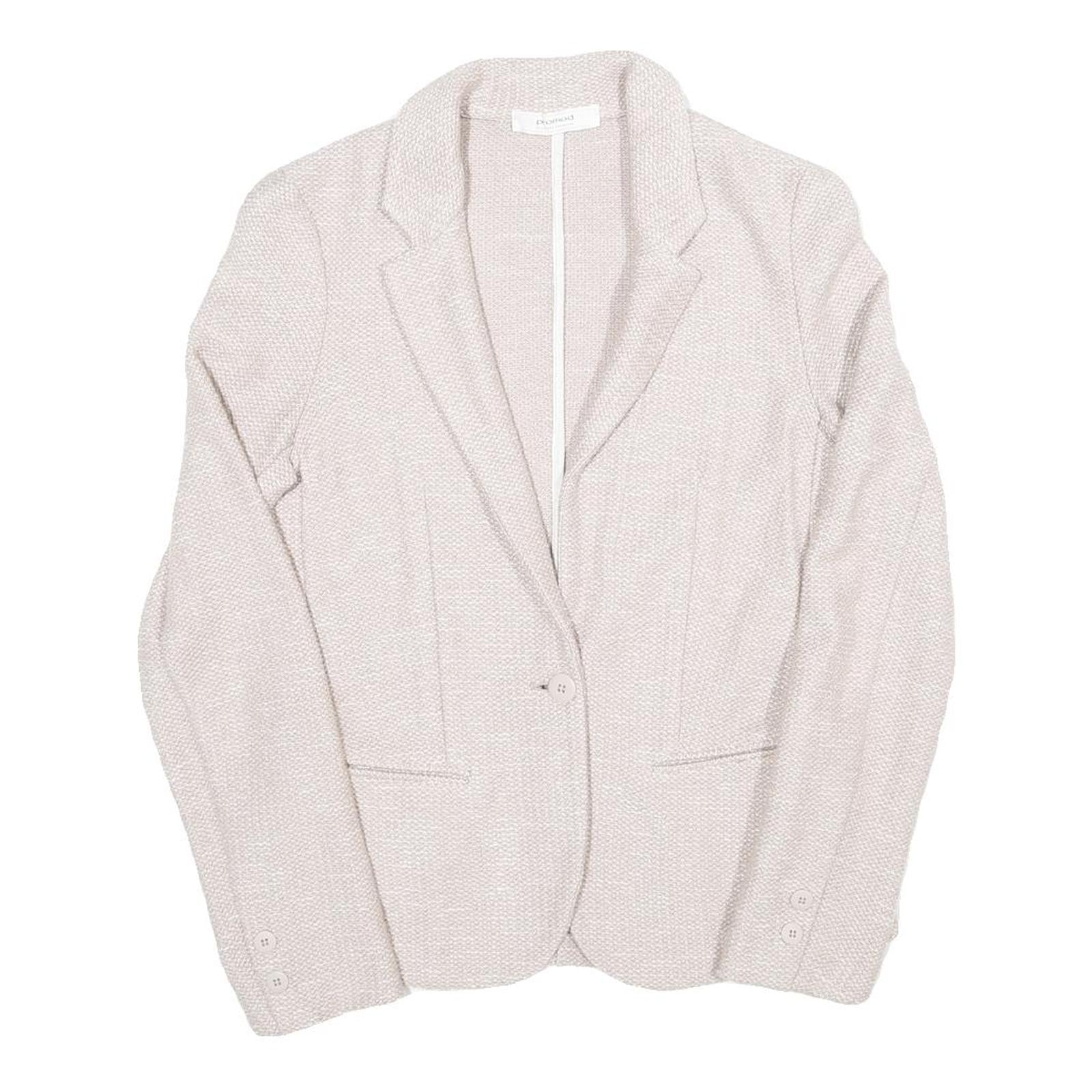 Womens Beige Cotton Blend Button Jacket S Woven Classic Stylish Lightweight Refurbished - N/A refurbished available on Cerqular
