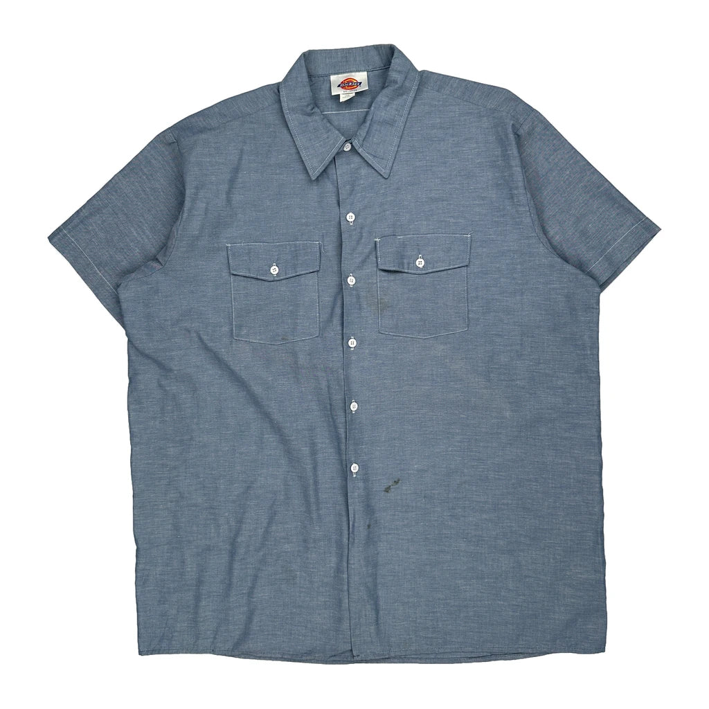 Dickies Short Sleeve Shirt - 2XL Blue Cotton Refurbished - Thrifted (note: this is a term often used to describe second- refurbished available on Cerqular