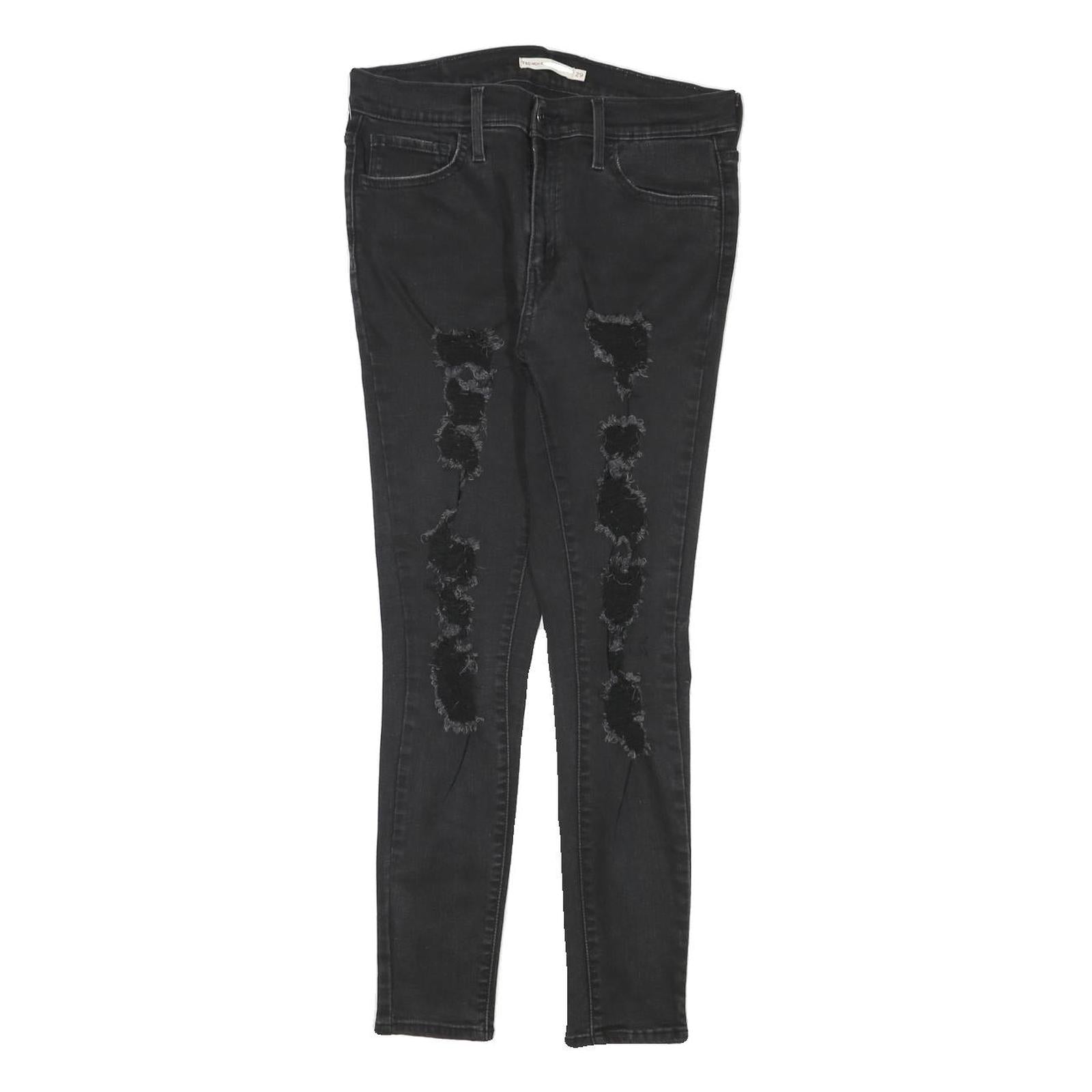 LEVI'S Womens Slim Black Skinny Denim Rinse W28 L26 Damaged Detail Jeans Refurbished - N/A refurbished available on Cerqular