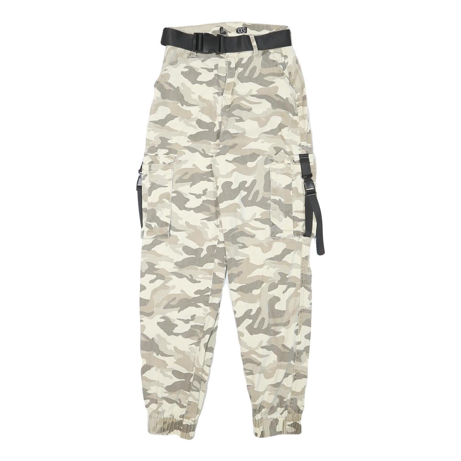 Womens Relaxed Fit Cotton Blend Camo Beige Cargo Trousers W22 L26 Belted Refurbished - N/A refurbished available on Cerqular