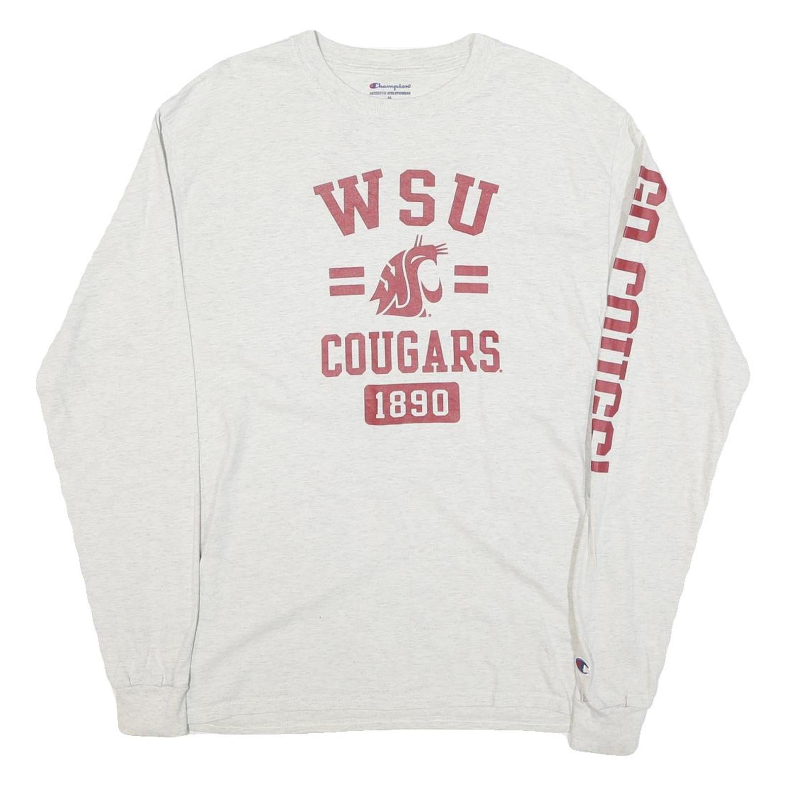 CHAMPION Mens White WSU Cougars Long Sleeve Crew Neck Cotton Blend T-Shirt M Refurbished - N/A refurbished available on Cerqular