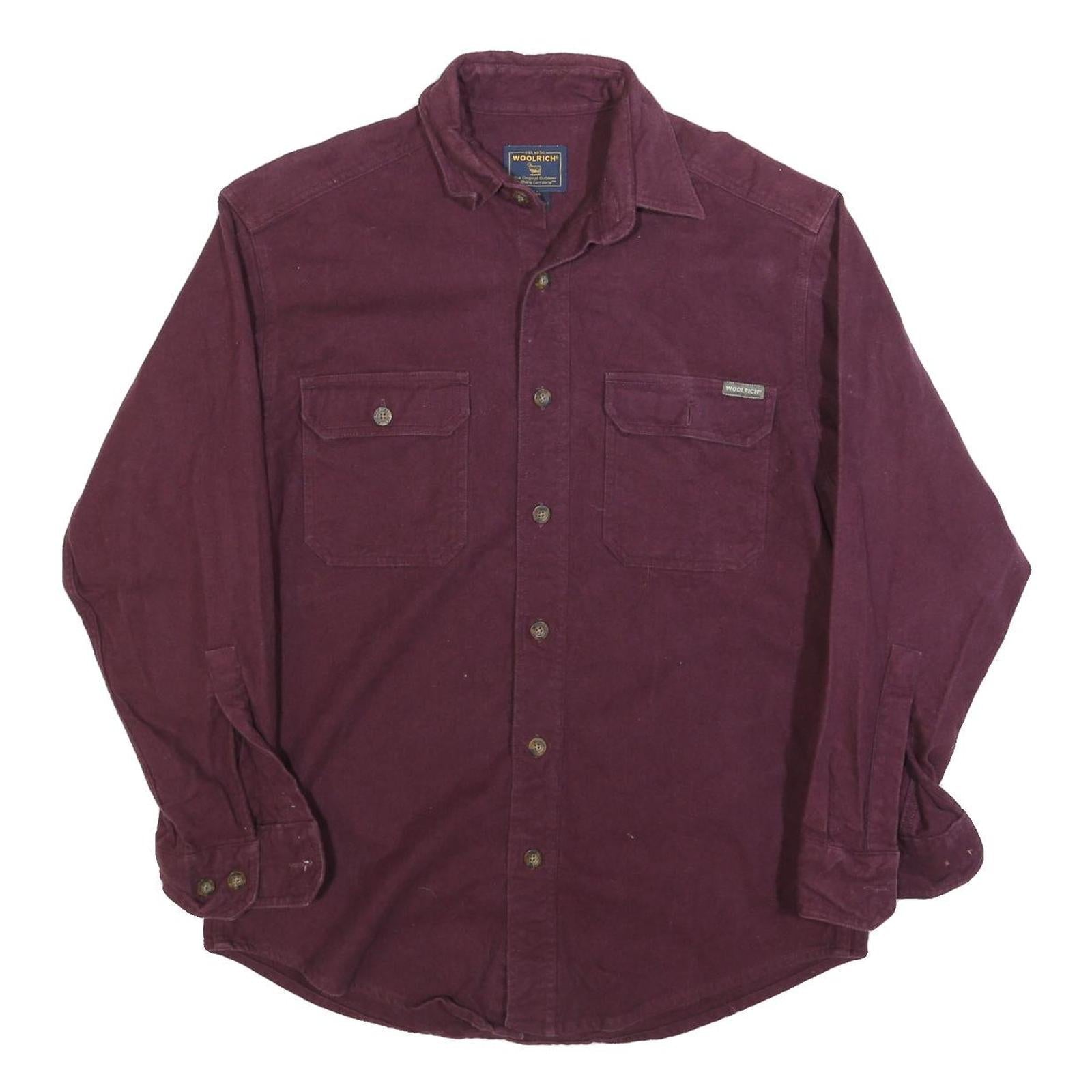 WOOLRICH Mens Maroon Shirt M Cotton Blend Classic Button Pocket Refurbished - N/A refurbished available on Cerqular