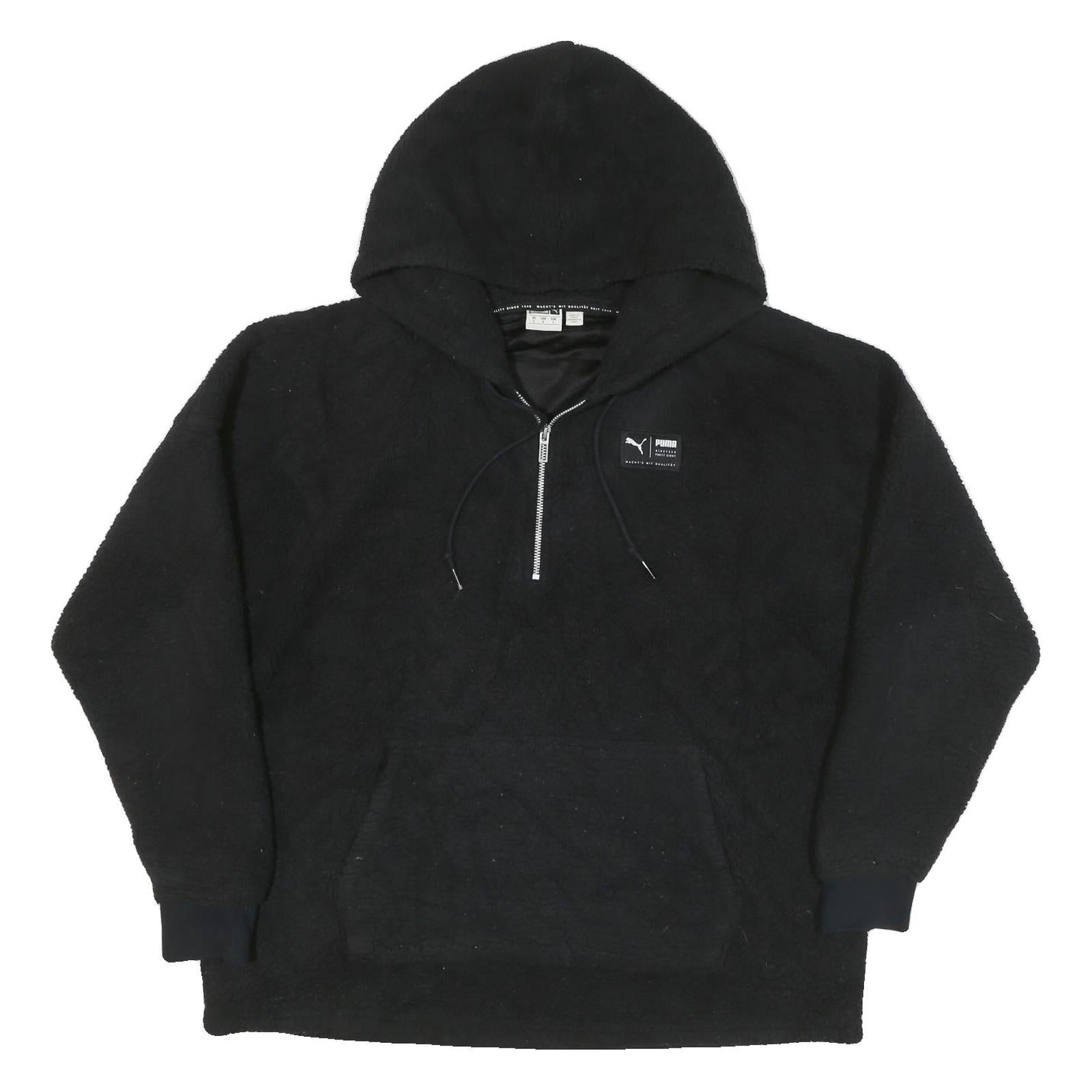 PUMA Mens Black Hooded Patterned Polyester Blend Jumper Pullover L Hoodie Refurbished - N/A refurbished available on Cerqular