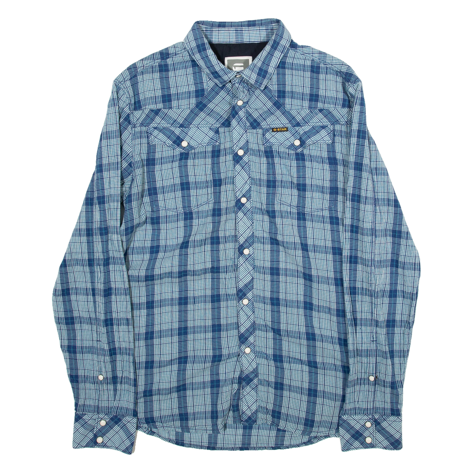 G-STAR Mens Shirt Blue Check Long Sleeve L Refurbished - N/A refurbished available on Cerqular