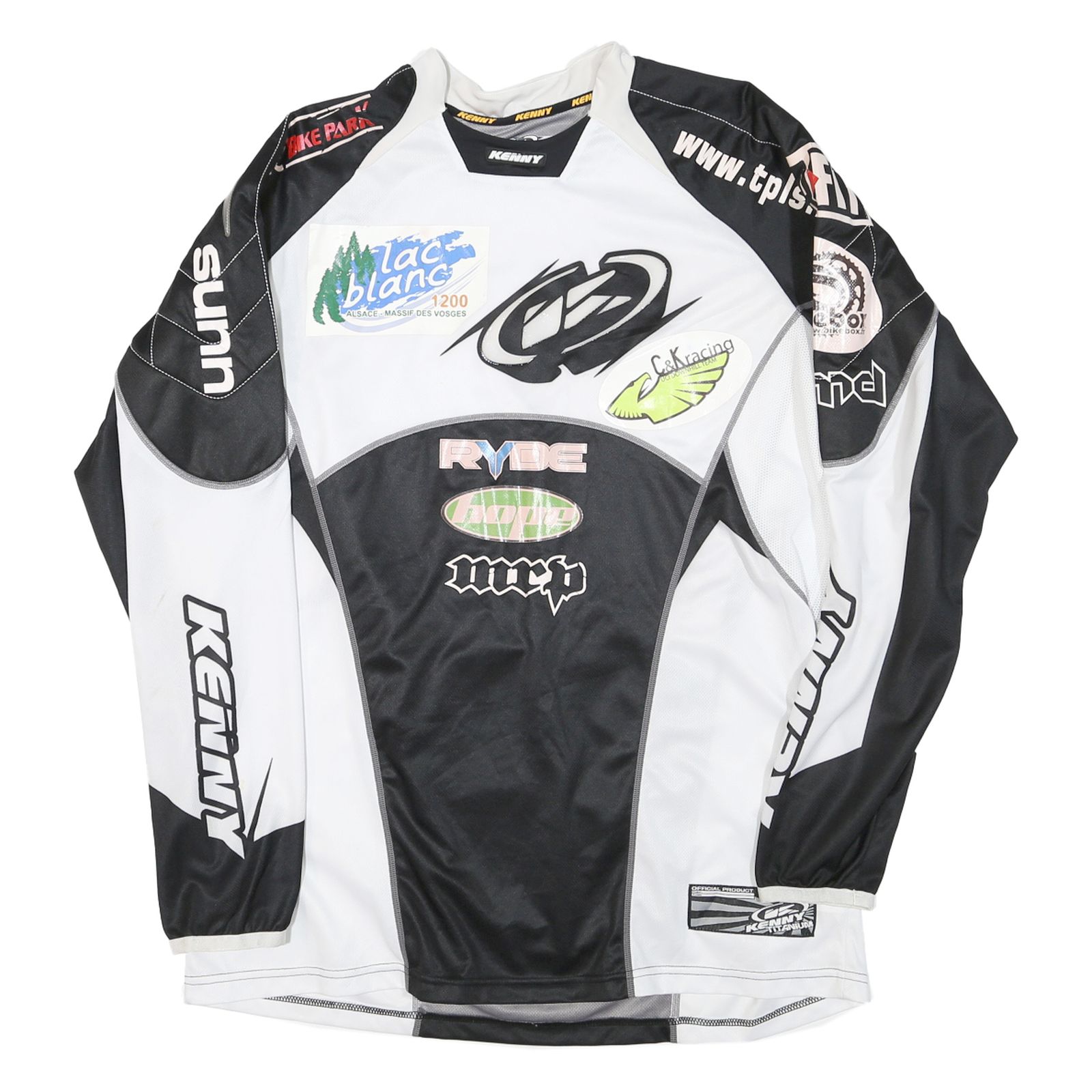 Mens Black & White Racing Graphic Long Sleeve Crew Neck T-Shirt Size L Refurbished - N/A refurbished available on Cerqular