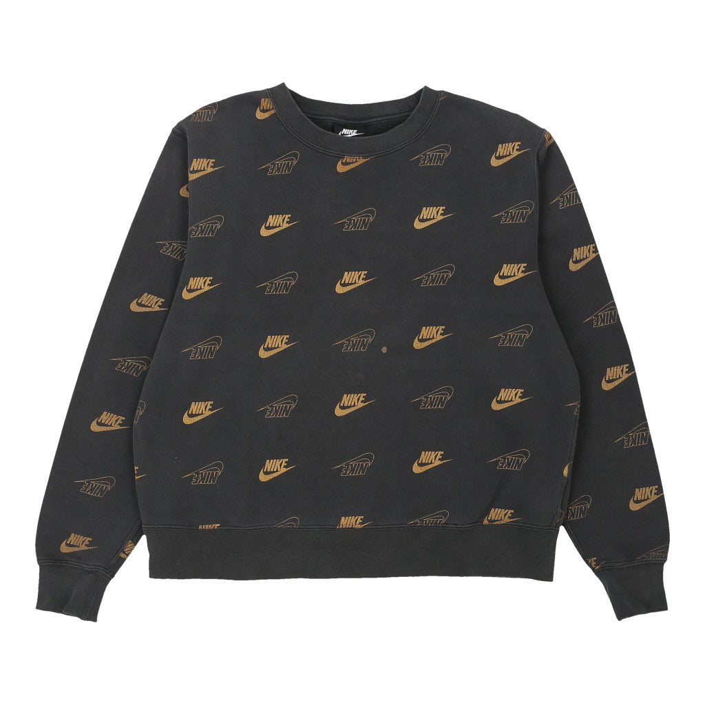Nike Spellout Sweatshirt - Small Grey Cotton Blend Refurbished - Thrifted (note: this is a term often used to describe second- refurbished available on Cerqular
