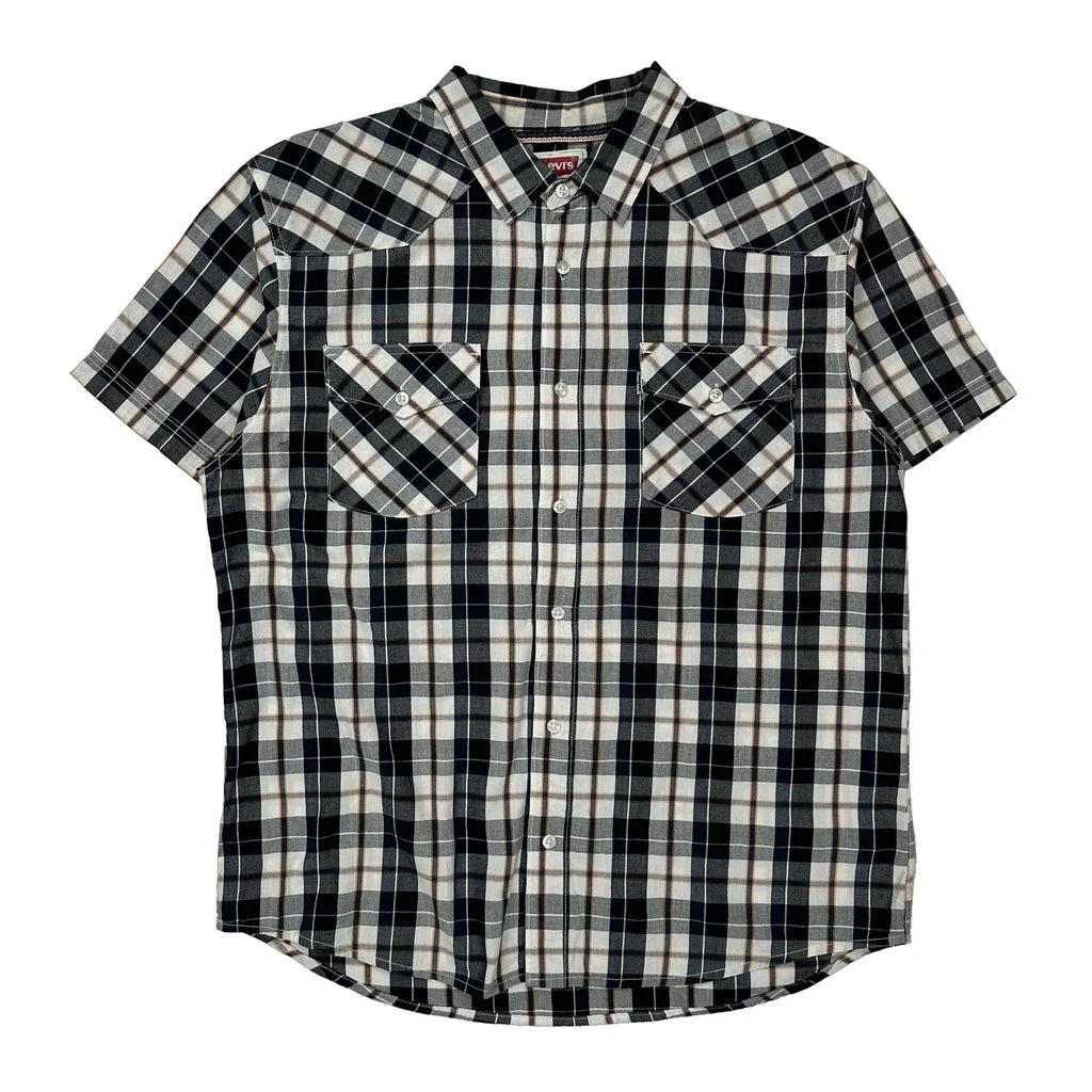 Levis Checked Short Sleeve Shirt - XL Black & White Cotton Refurbished - Thrifted (note: this is a term often used to describe second- refurbished available on Cerqular