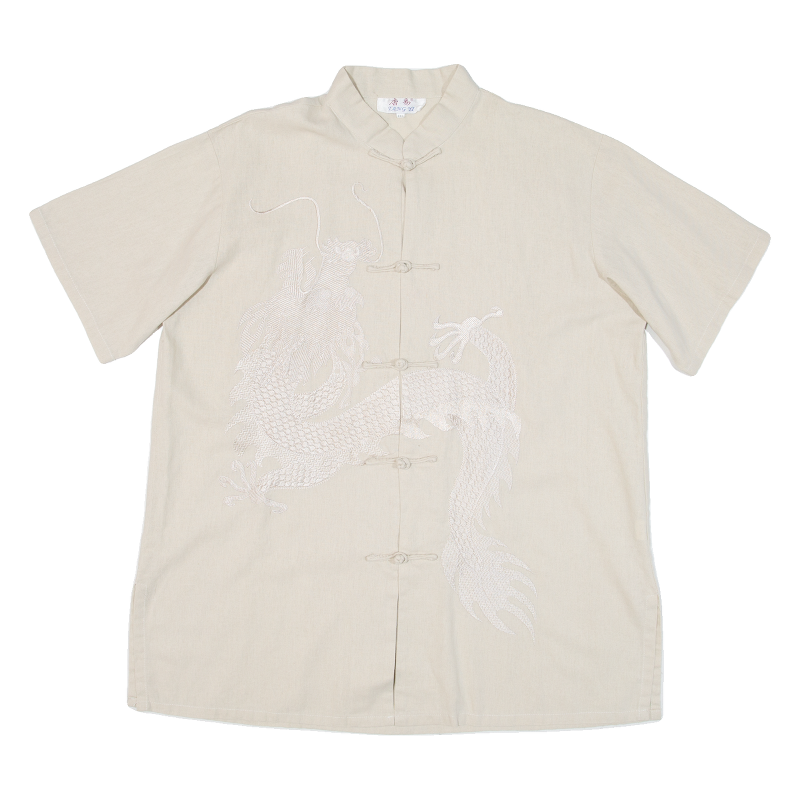 LANG YI Eastern Inspired Dragon Mens Plain Shirt Beige 2XL Refurbished - N/A refurbished available on Cerqular