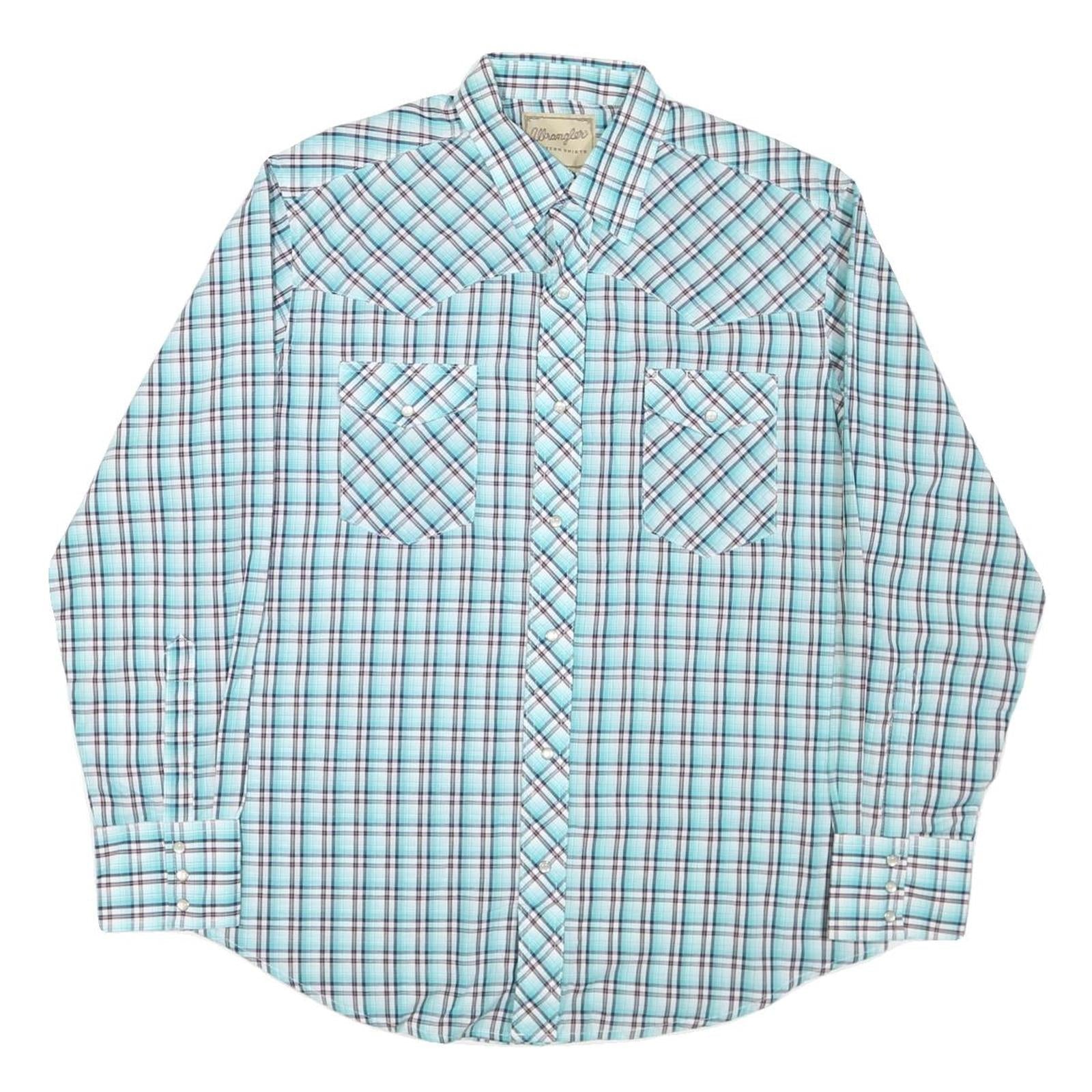 Buy WRANGLER Mens Blue & White Check Western Shirt L Long Sleeve Cotton Blend Refurbished - $33.79 WRANGLER Mens Blue & White Check Western Shirt L Long Sleeve Cotton Blend Refurbished - N/A refurbished available on Cerqular